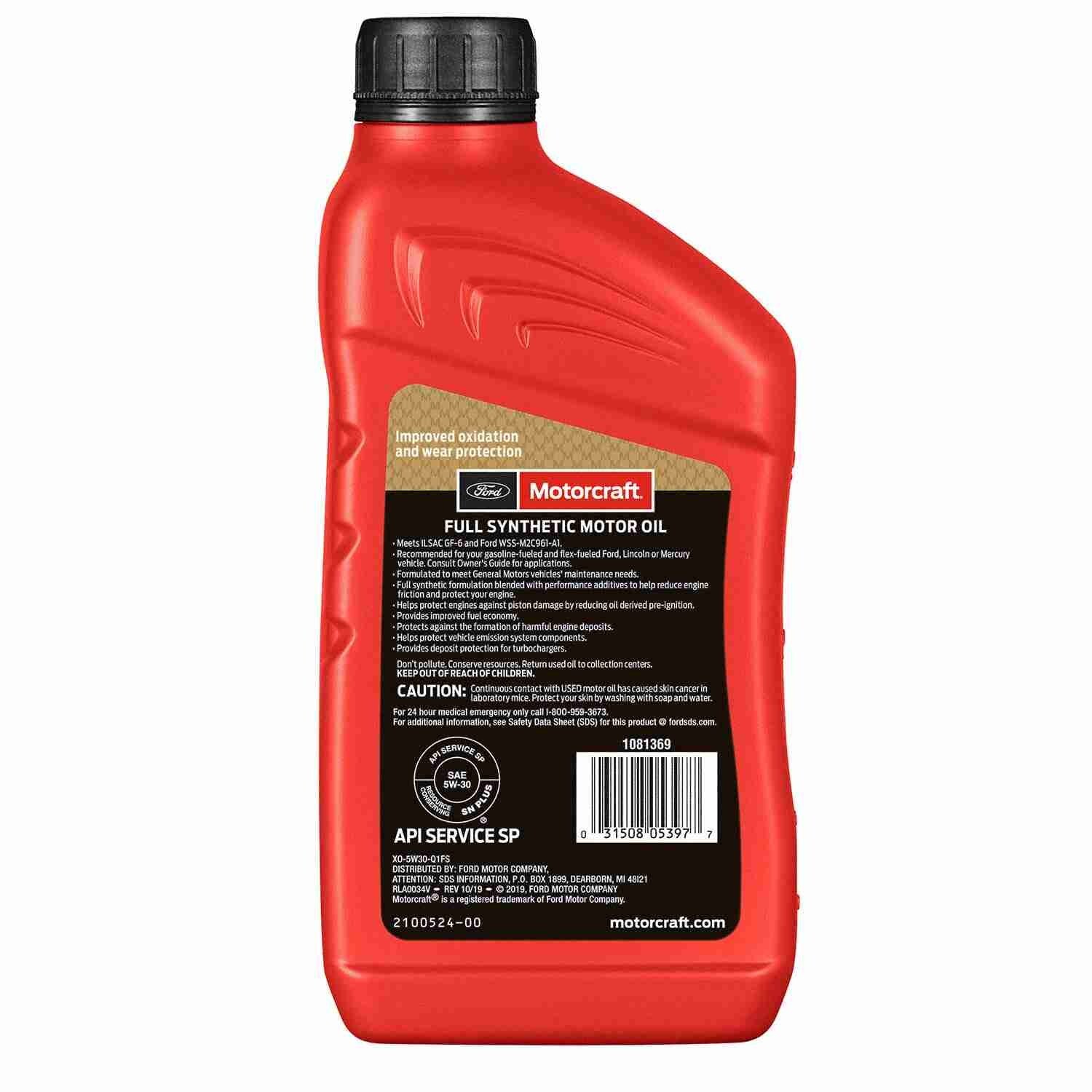 Motorcraft OEM Full Synthetic Motor Oil SAE 5W-30 – 9 Quart