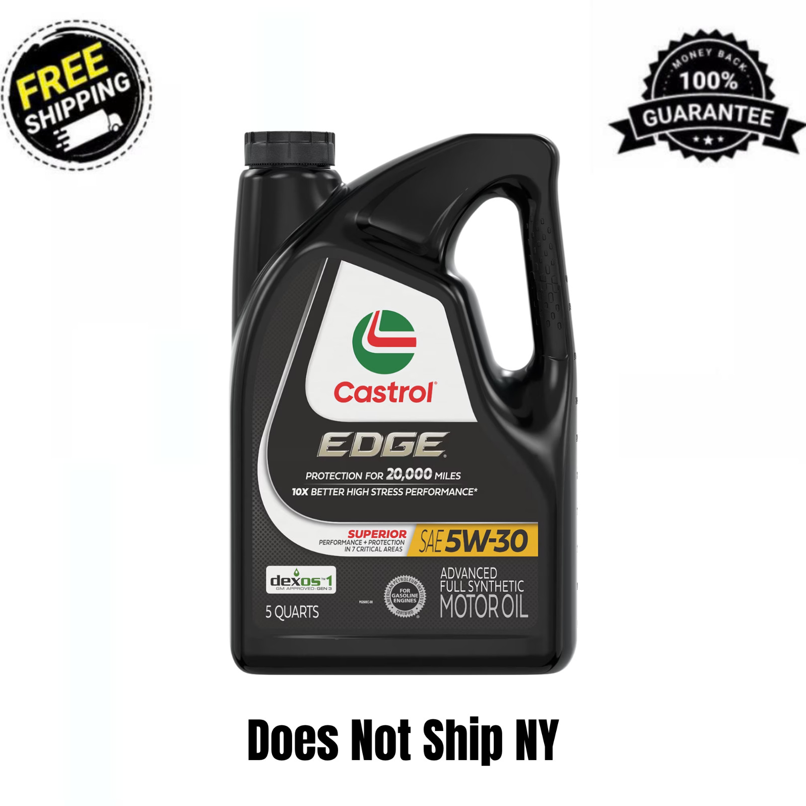 Castrol EDGE 5W-30 Advanced Full Synthetic Motor Oil 5 Quarts RFID Engine Oil