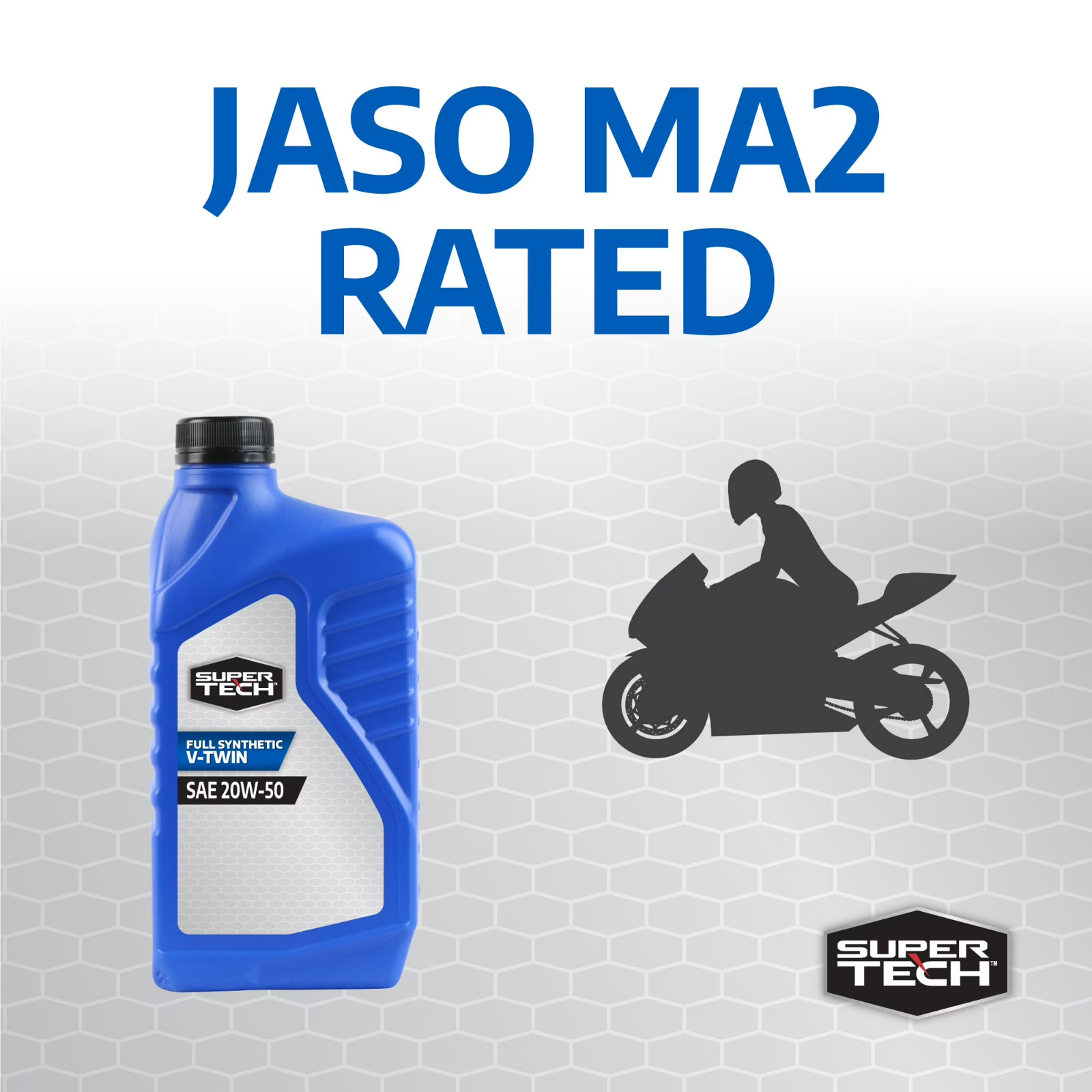 (4 pack) Super Tech Full Synthetic SAE 20W-50 V-Twin Motorcycle Oil, 1 Quart