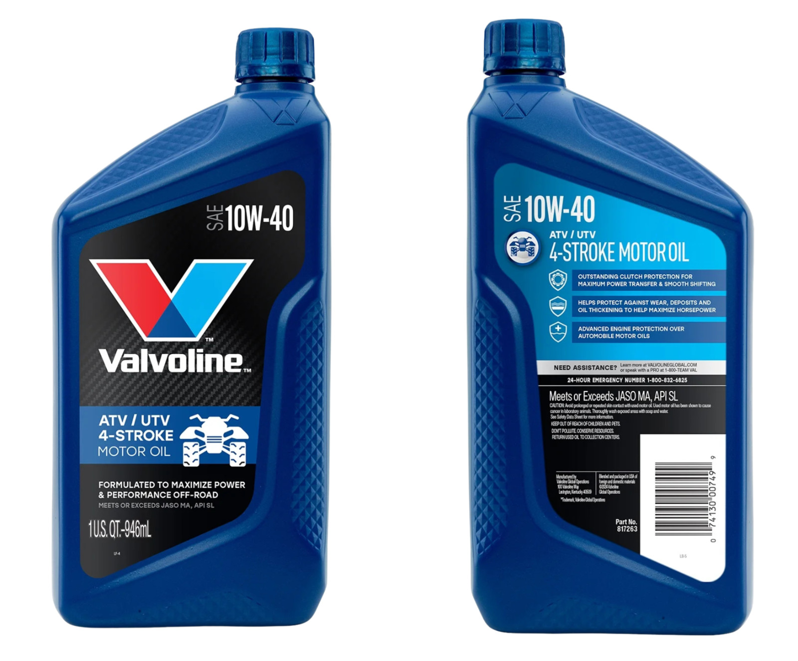 Valvoline 4 Quarts 4-Stroke ATV/UTV SAE 10W-40 Motor Oil 817263 4 x 1qt