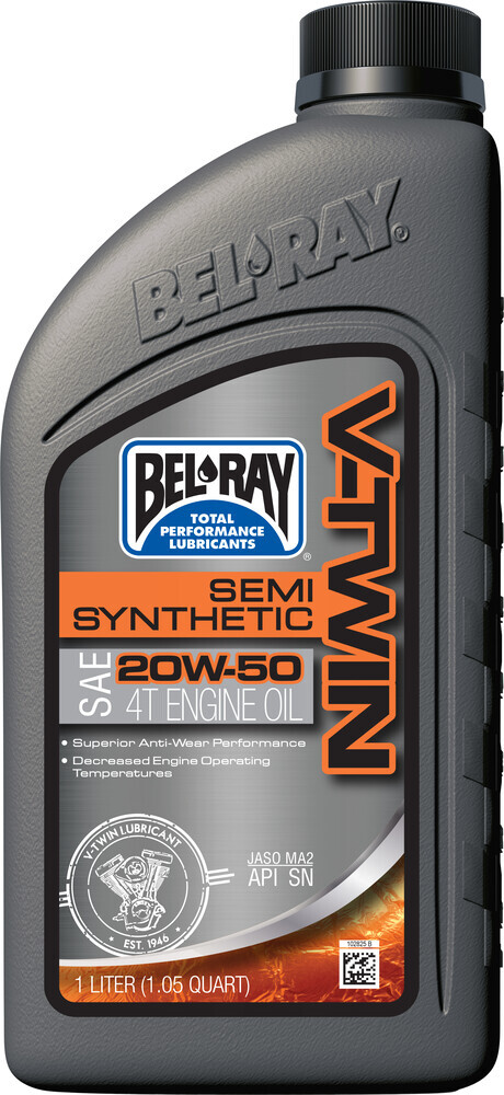 BEL-RAY 20W-50 HARLEY-DAVIDSON V-Twin Semi-Synthetic Blend 4T Engine Oil 1L