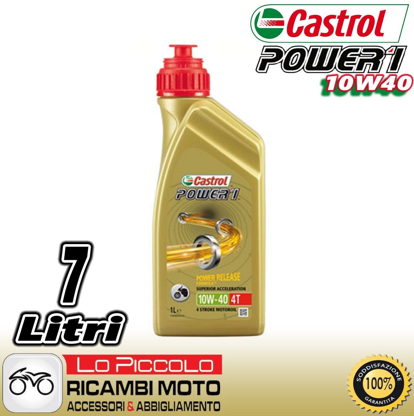 ENGINE OIL 4T CASTROL POWER 1 10W-40 10W40 MOTORCYCLE 4 STROKE SCOOTER QUAD 7 Lt LITRES