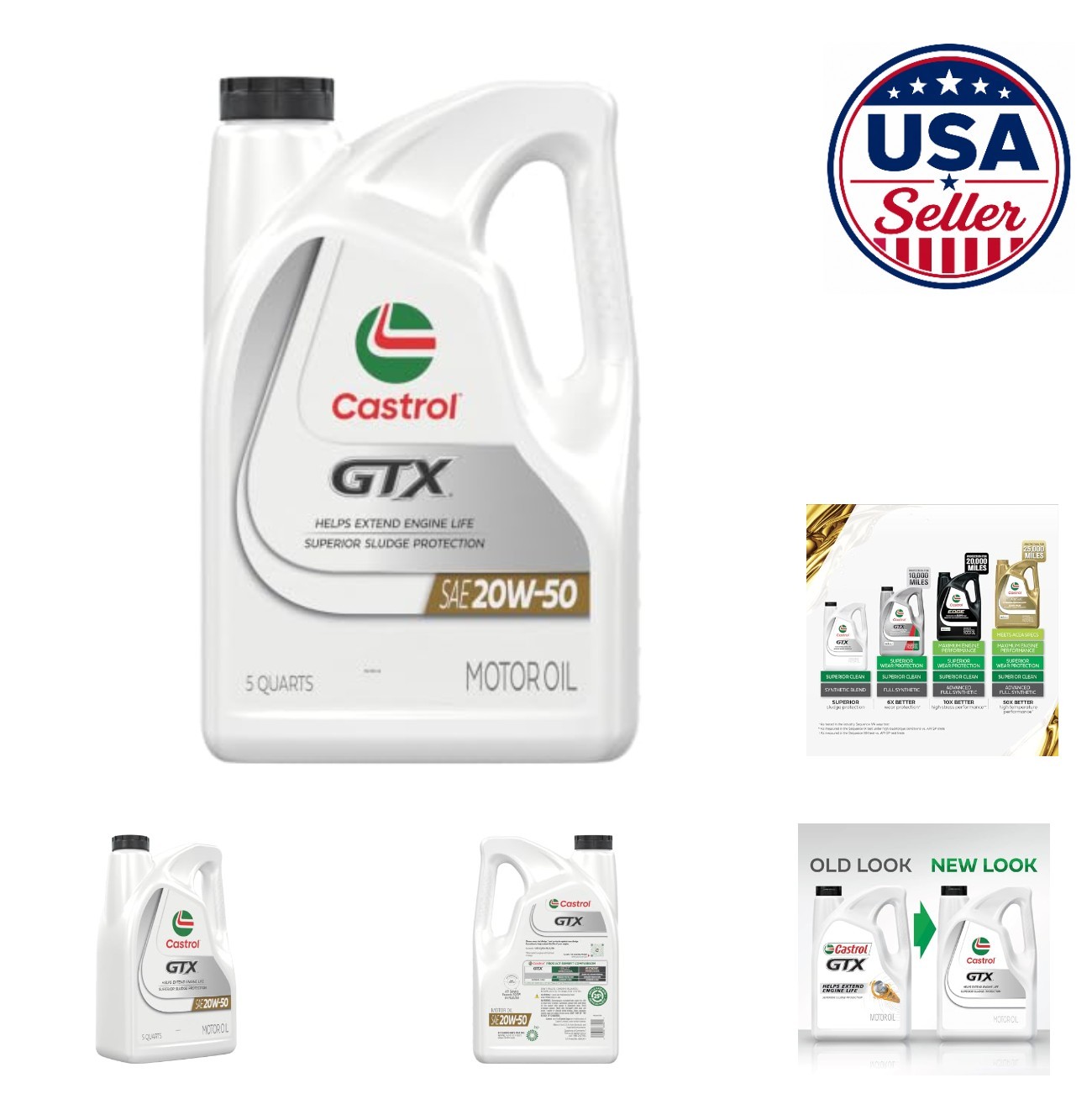 Motor Oil 20W-50 Conventional 5 Quarts Bottle For Gasoline Engines API SP