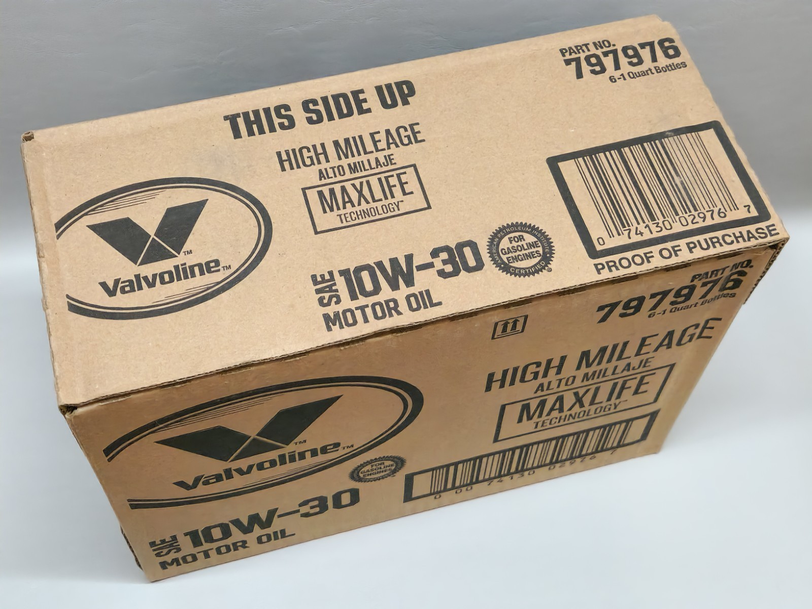 Valvoline High Mileage MaxLife 10W-30 Synthetic Blend 1 Quart (Pack of 6)
