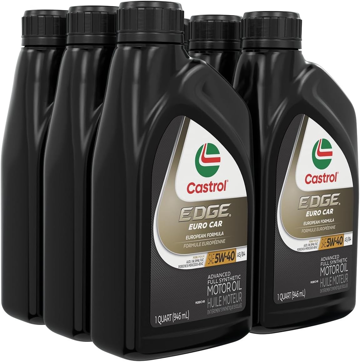 EDGE Euro 5W-40 A3/B4 Advanced Full Syn Motor Oil, 1 Qt, 6 Pack