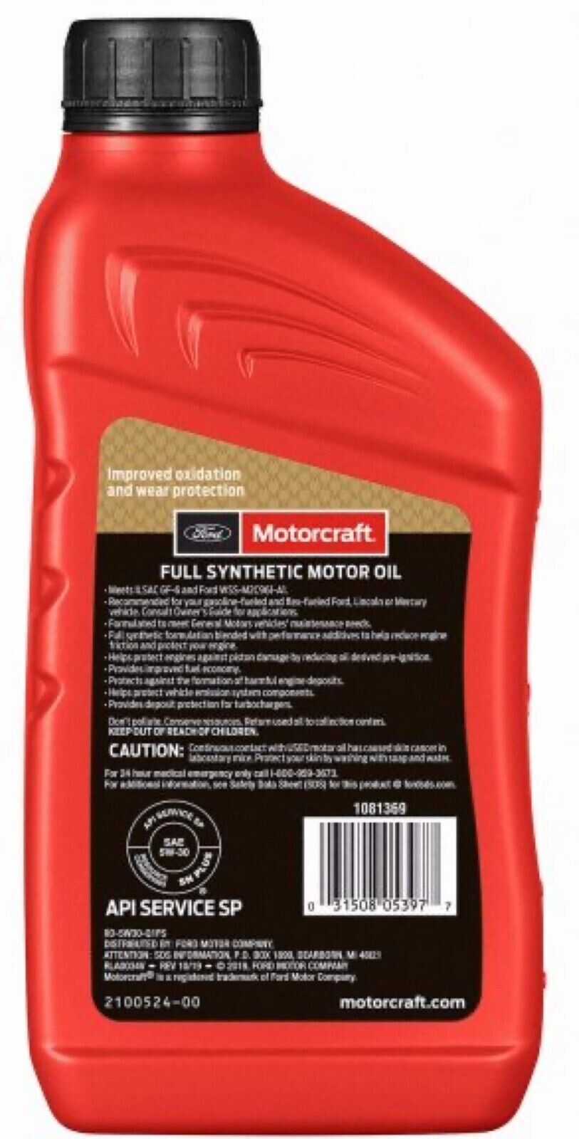 6 Quarts Engine Motor Oil & Filter OEM FORD MOTORCRAFT Full Synthetic SAE 5W-30