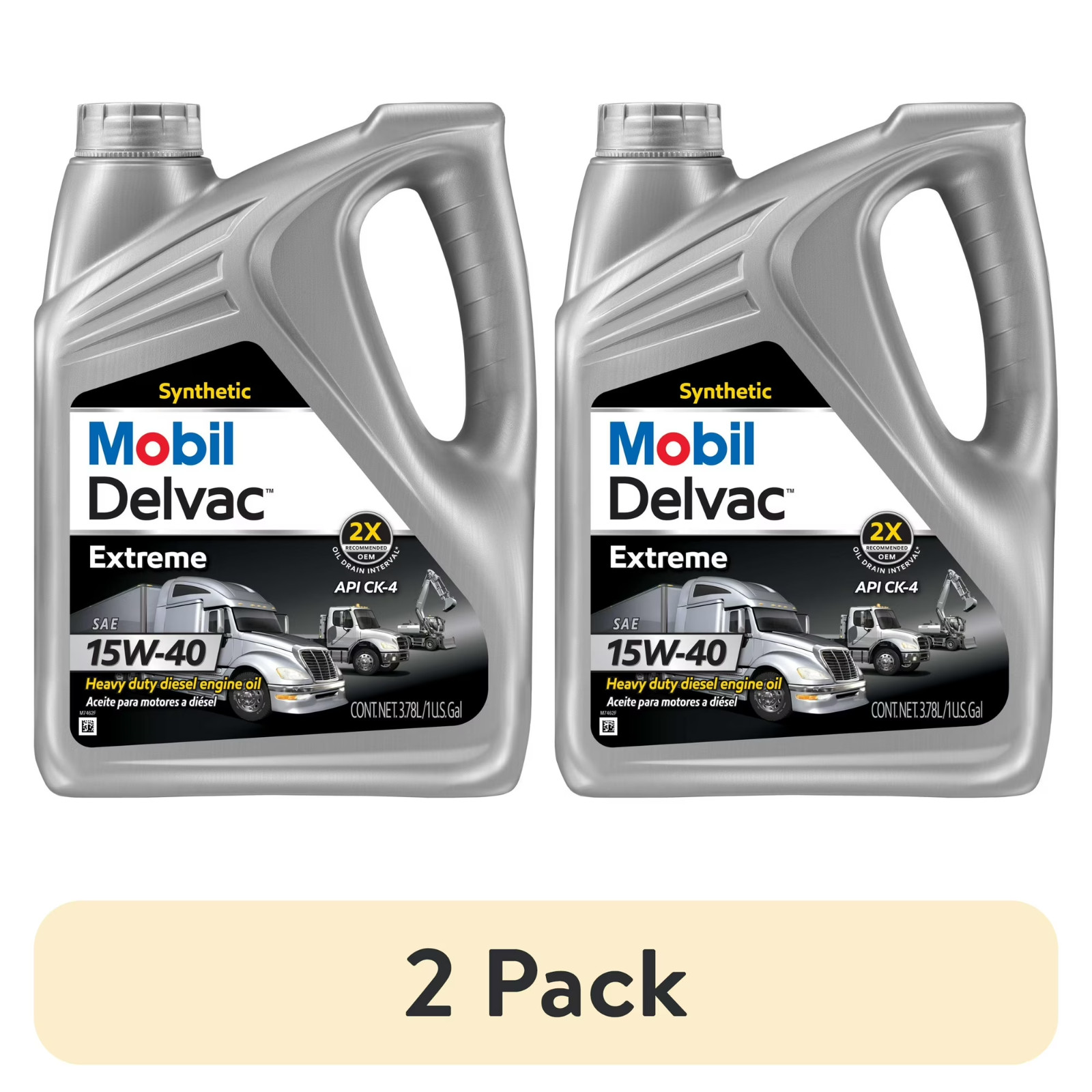 (2 pack) Mobil Delvac Extreme Heavy Duty Full Synthetic Diesel Engine Oil 15W-40