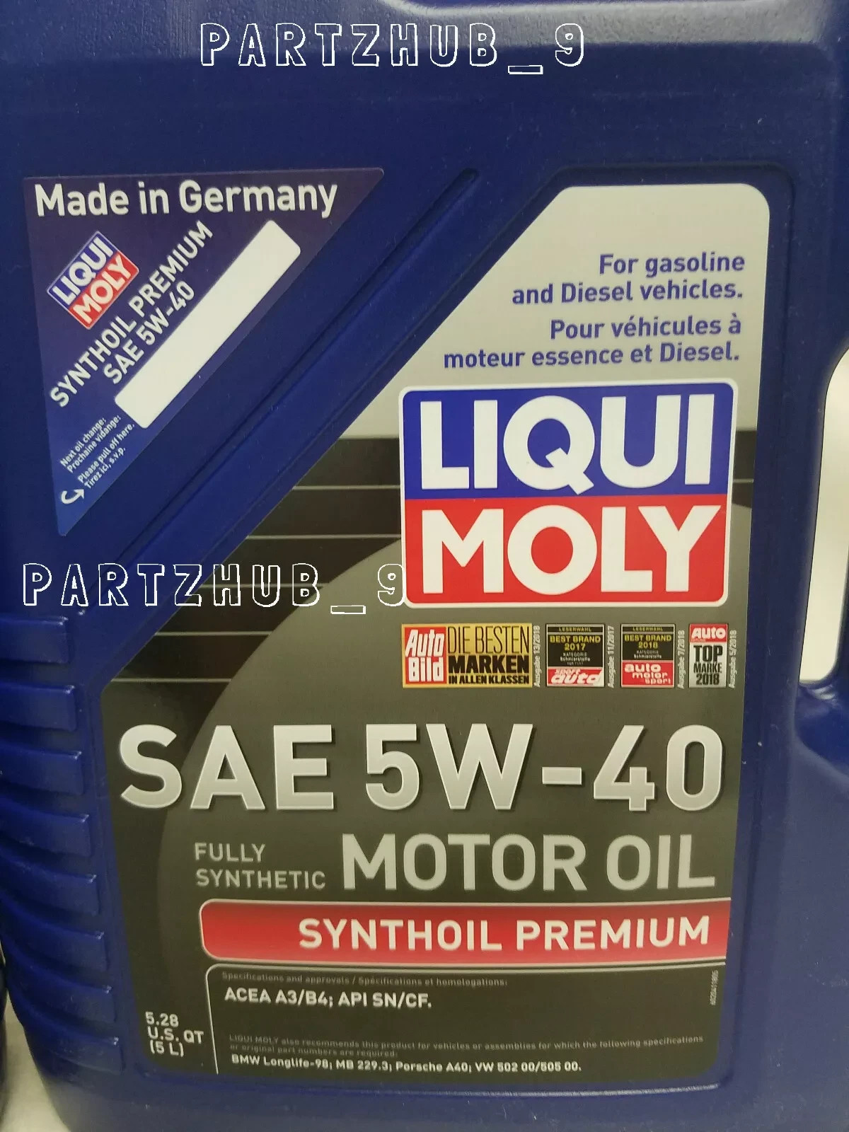 10 Liters Engine Motor Oil Liqui Moly Premium Fully Synthetic 5W-40 for Mercedes