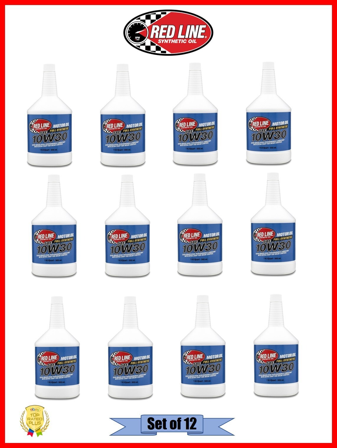 Red Line 10W30 Motor Oil API SN/SM/SL/SJ/SH/SG and ACEA Quart Set of 12 11304