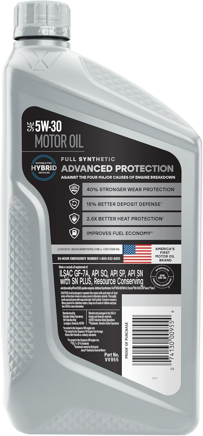 1 QT Advanced Protection Full Synthetic SAE 5W-30 Motor Oil for Peak Performance