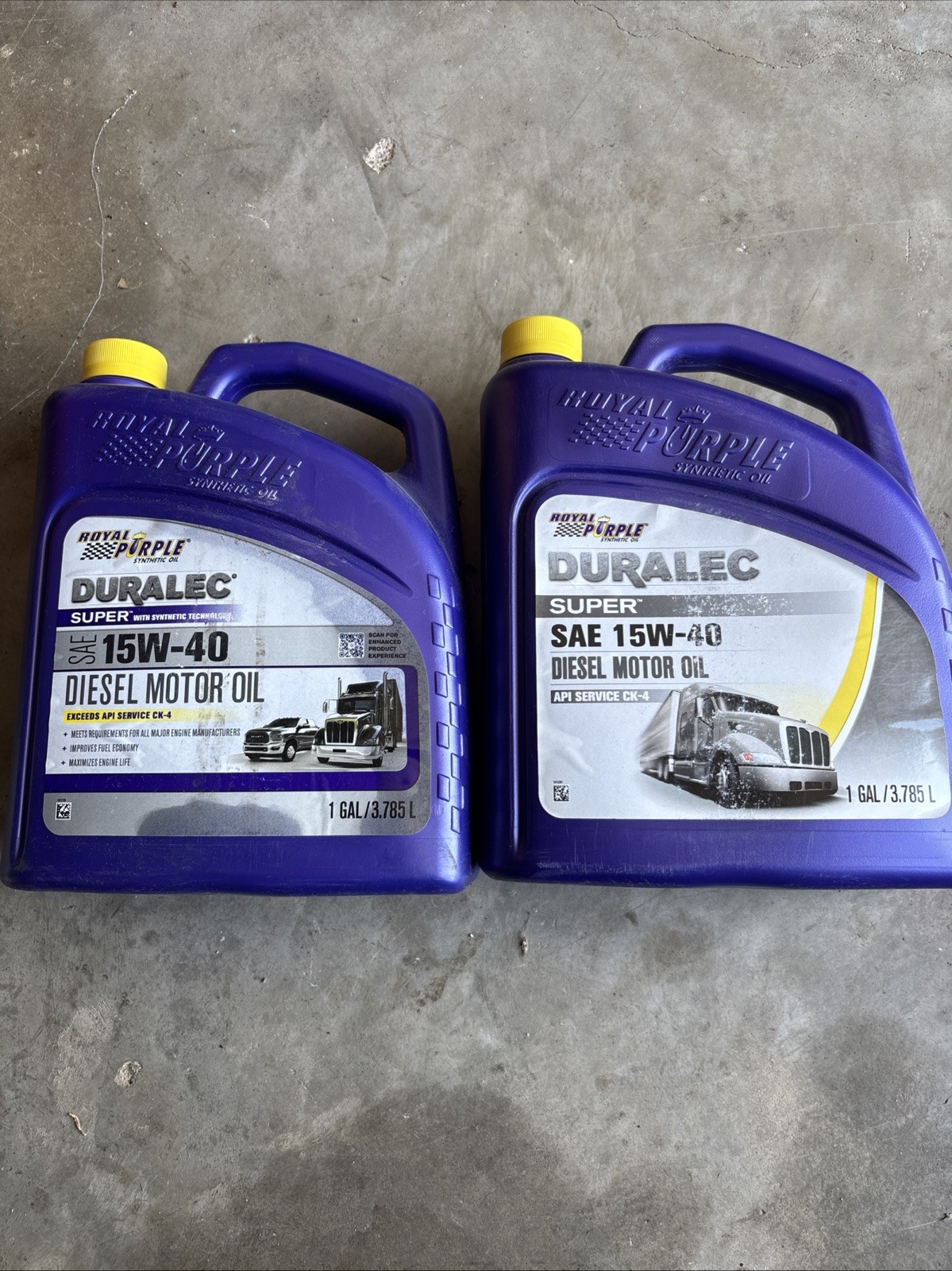 Royal Purple Duralec Super SAE 15W-40 Diesel Motor Oil 1 Gallon Bottles 2 Pcs^