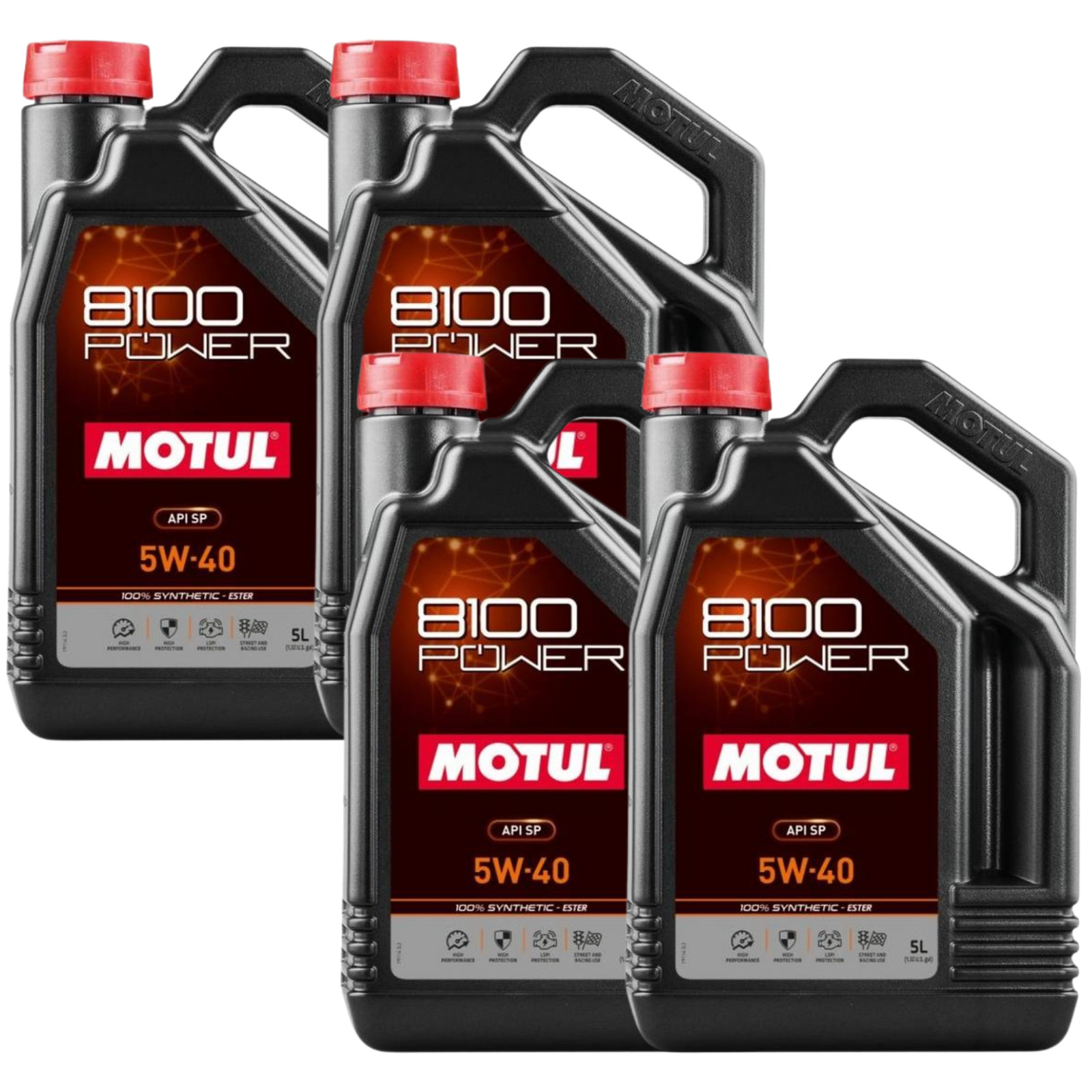 Motul 8100 POWER 5W-40 5L Full Synthetic Ester Motor Oil API SP 111809 4 Pack