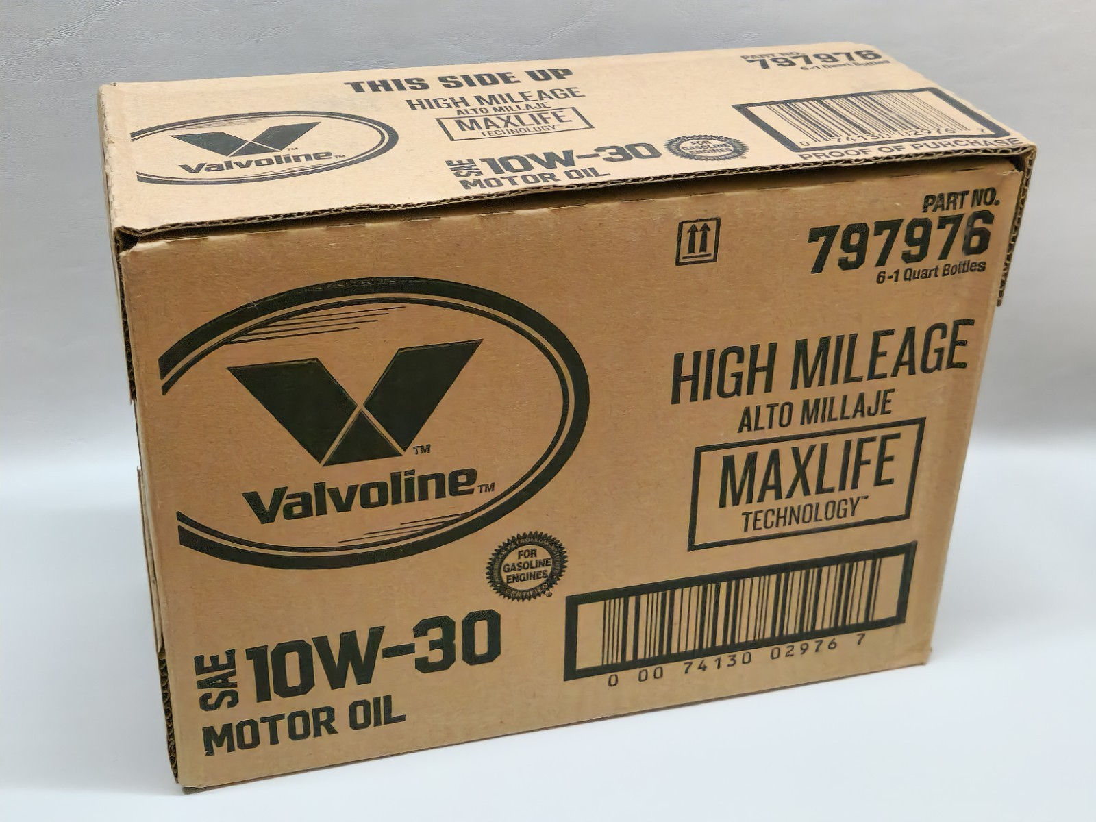 Valvoline High Mileage MaxLife 10W-30 Synthetic Blend 1 Quart (Pack of 6)