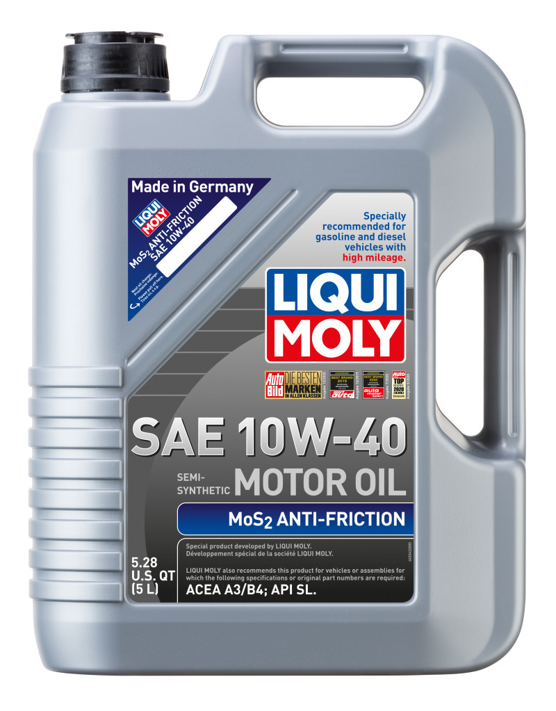 LIQUI MOLY 5L MoS2 Anti-Friction 10W40 Motor Oil for Gasoline & Diesel Engines