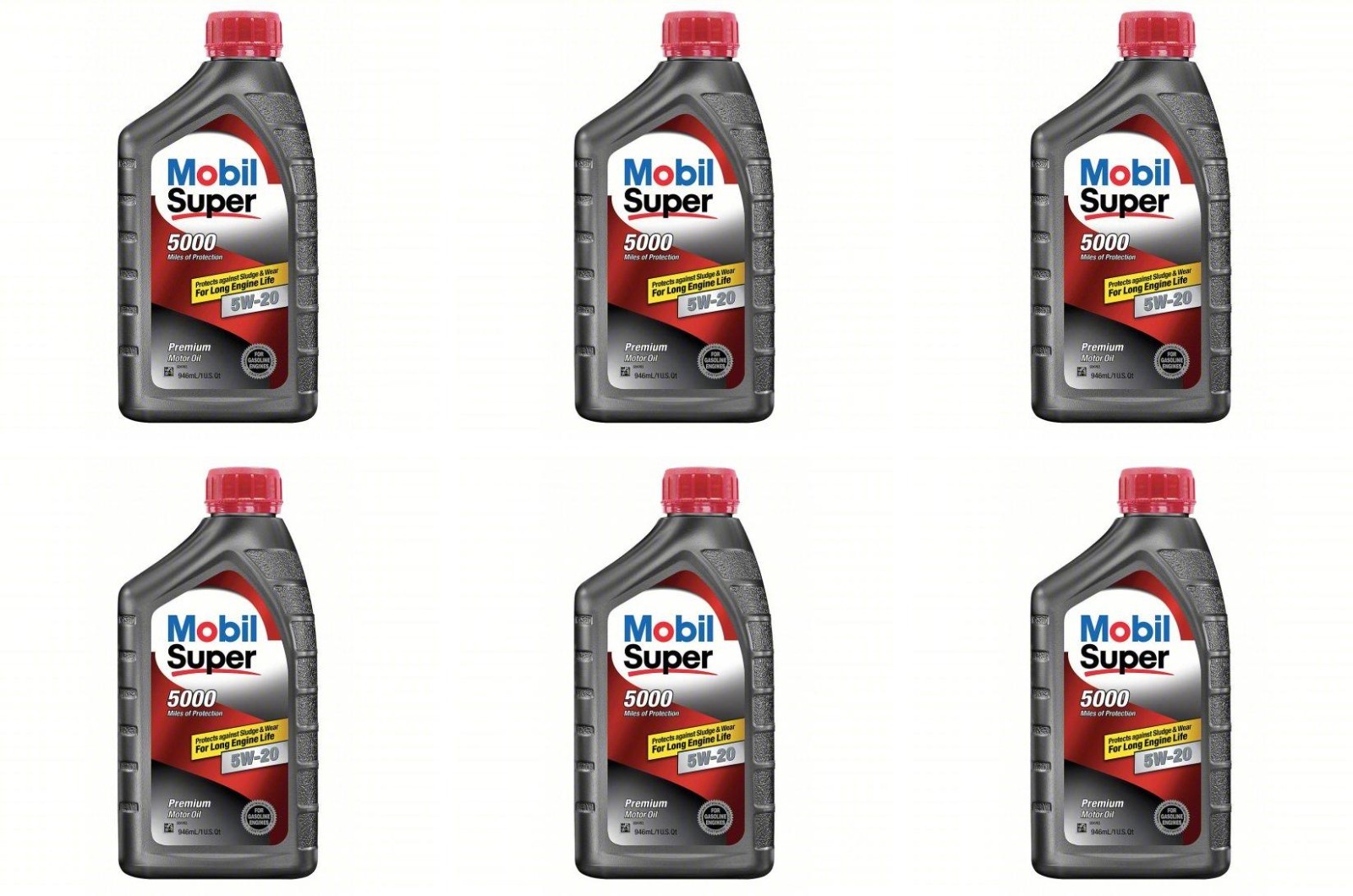Mobil Super 5000 5W-20 Full Synthetic Motor Oil, Case of 6-1 Quart Bottles