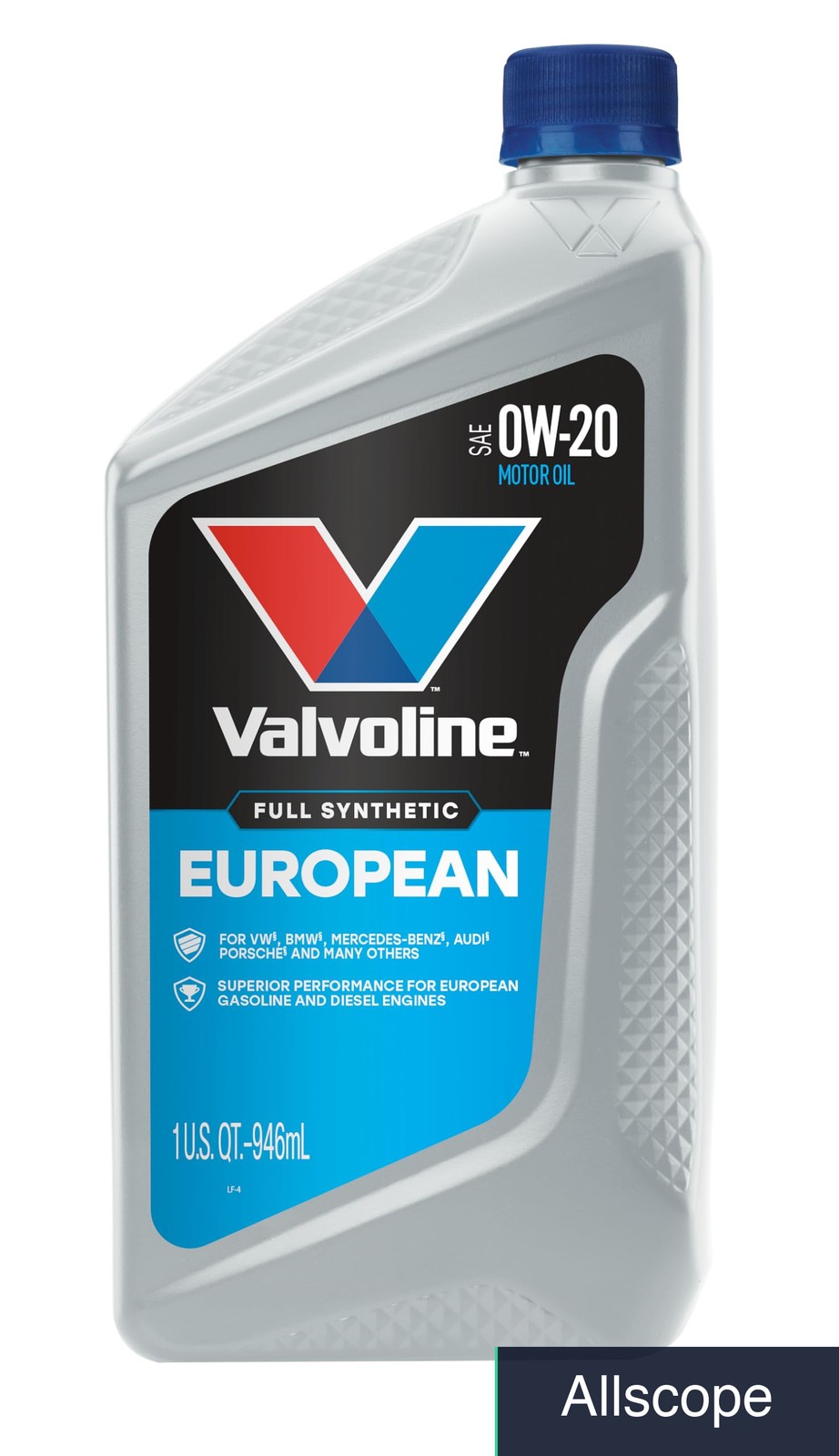Valvoline European Vehicle Full Synthetic SAE 0W-20 Motor Oil 1 QT