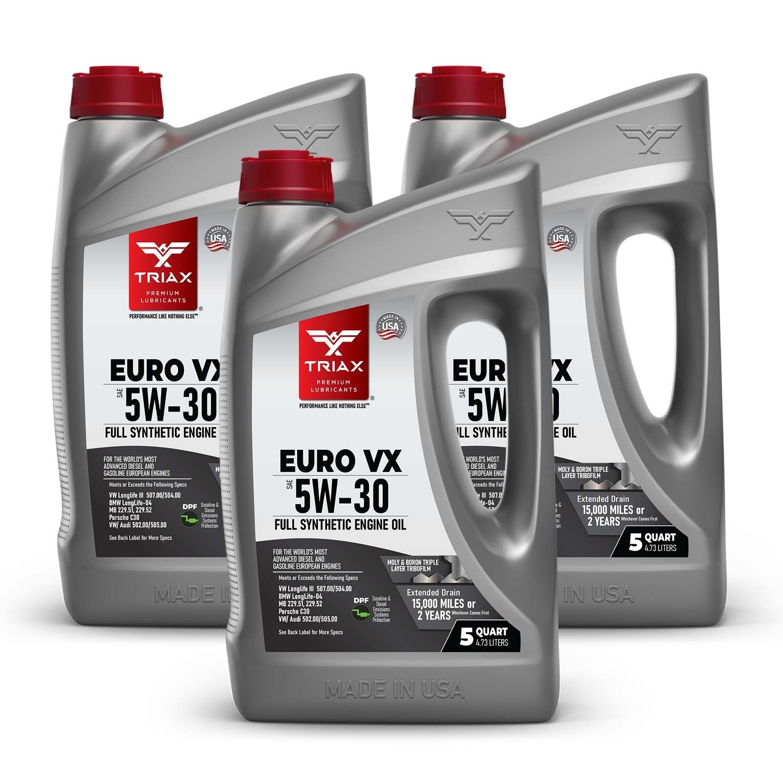 Triax Euro VX 5W-30 Full Synthetic Ester Engine Oil (5 Quart – 3 Pack)