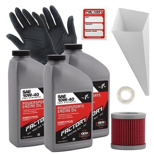 Factory Racing Parts 10W-40 3qt Oil Change Kit For Kawasaki KFX 400 2003-2007