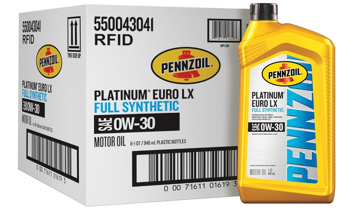 Pennzoil Platinum Euro LX Full Synthetic 0W-30 Motor Oil, 1 Quart (6 Pack)