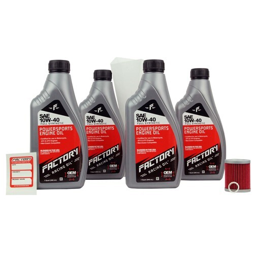 Factory Racing Parts SAE 10W-40 4qt Oil Change Kit Fits Suzuki LT-4WD LT300E