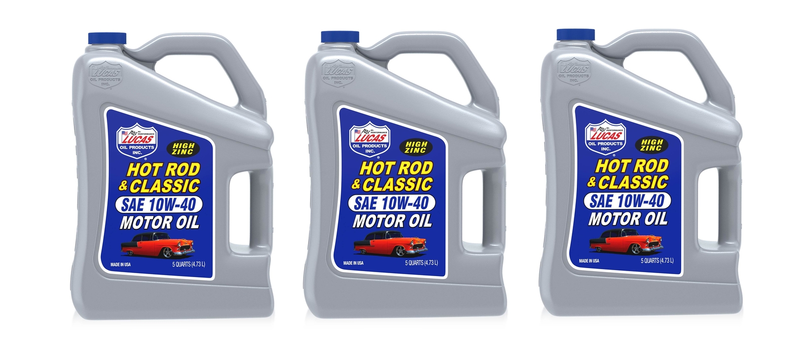 Lucas Front Case of 3 SAE 10W-40 Hot Rod & Classic Motor Oil 5 Quart Bottles