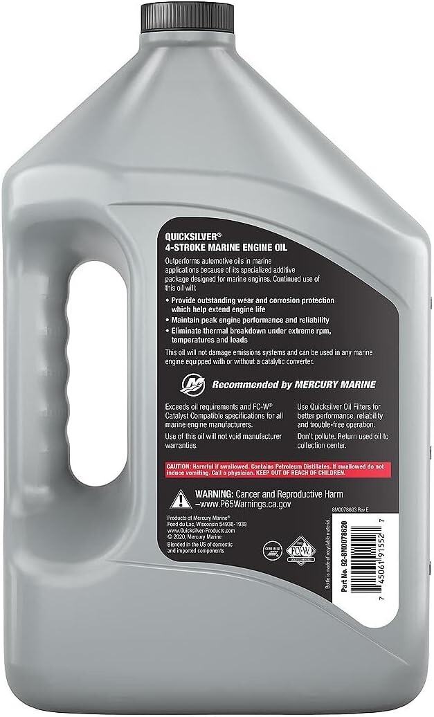 Mercury Marine 25W-40 4-Stroke Marine Engine Oil, 1 Gallon, Corrosion Resistance