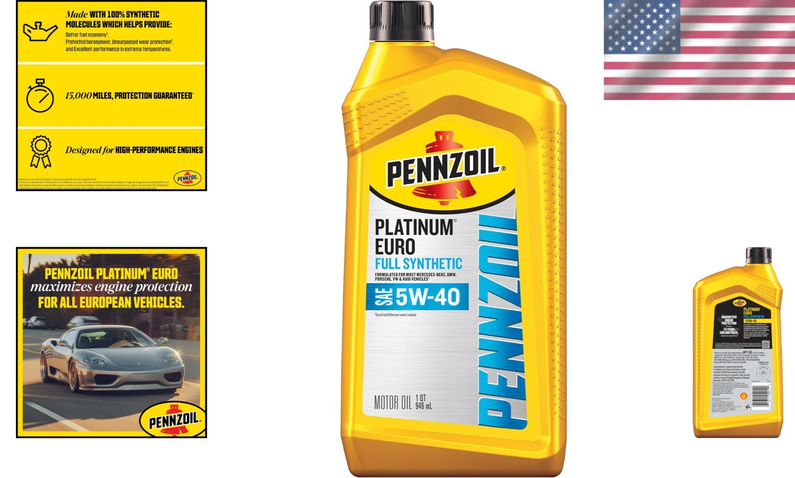 Full Synthetic 5W-40 Motor Oil – 1 Quart Platinum Euro for Optimal Engine Care