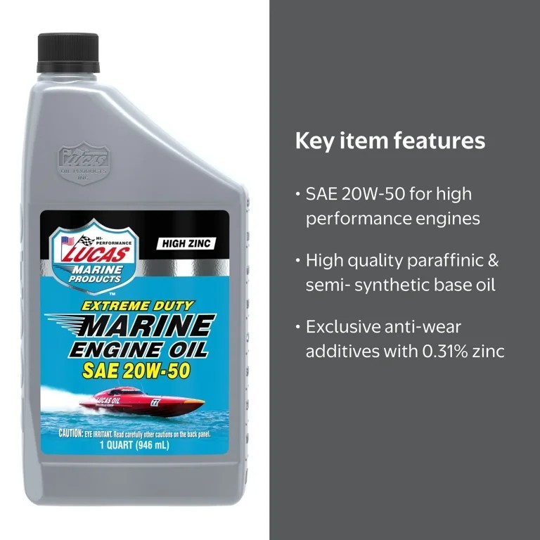Lucas Marine 4pk: SAE 20W-50 Extreme Duty Engine Oil 32 Ounce each 20W50 🆕