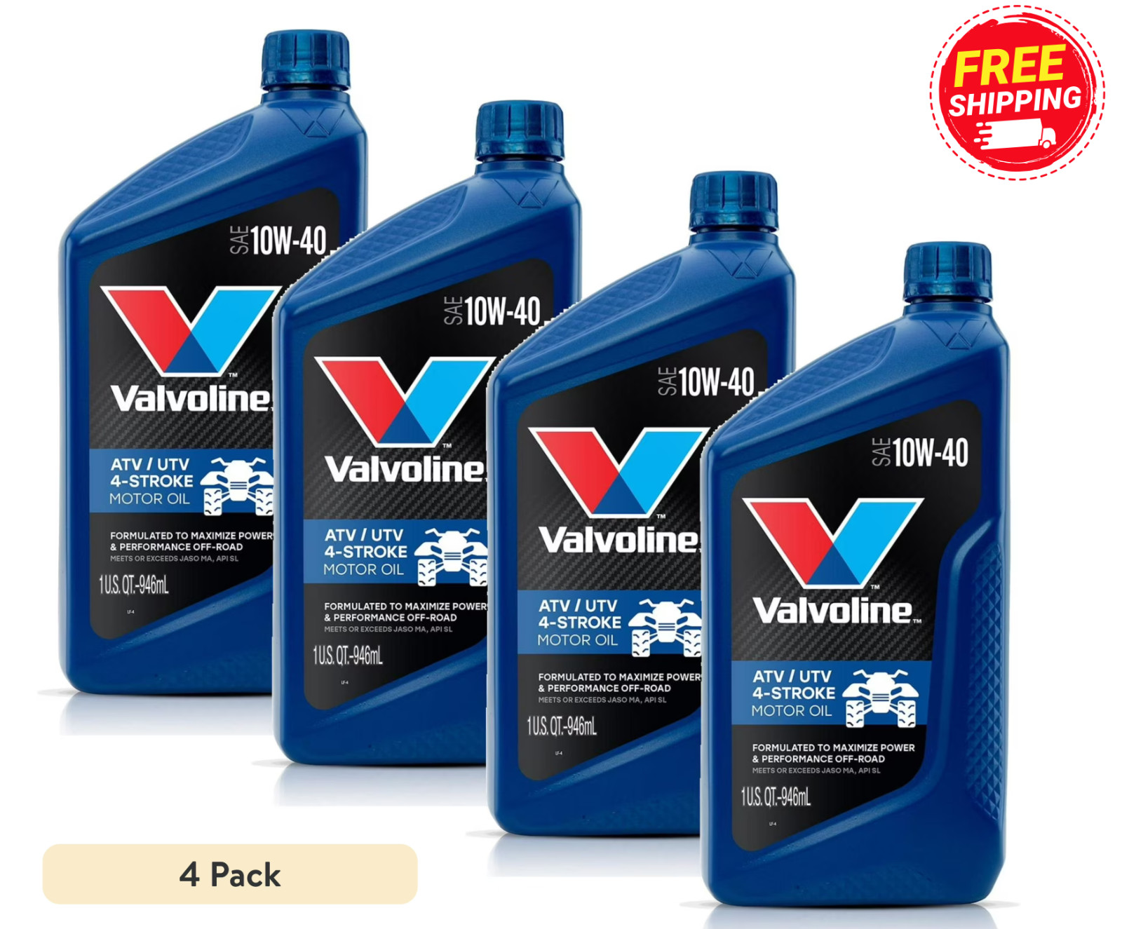 Valvoline 4 Quarts 4-Stroke ATV/UTV SAE 10W-40 Motor Oil 817263 4 x 1qt