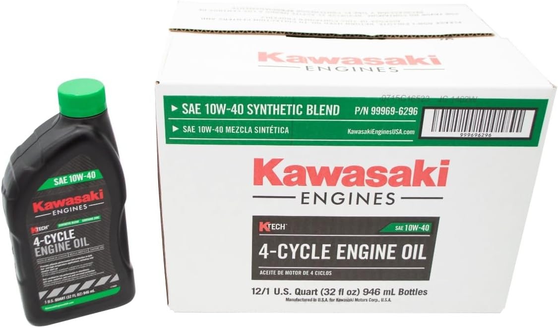 Case of 12 Kawasaki Genuine OEM 10W40 Motor Oil Quart 4-Cycle K-Tech 99969-6296