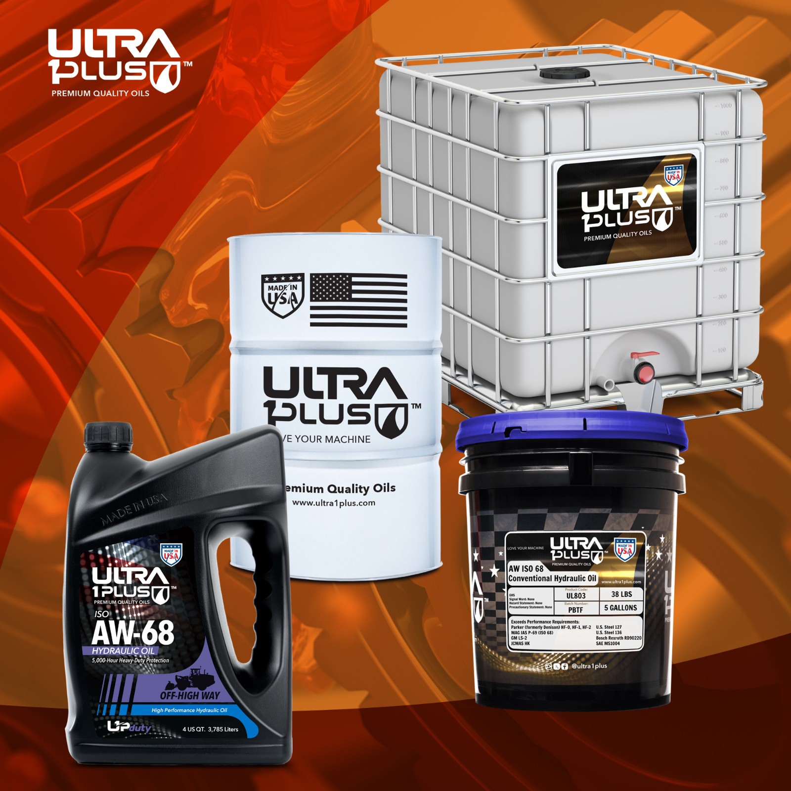 Ultra1Plus AW ISO 68 AW Hydraulic Oil (US Gal – 4 QTS)