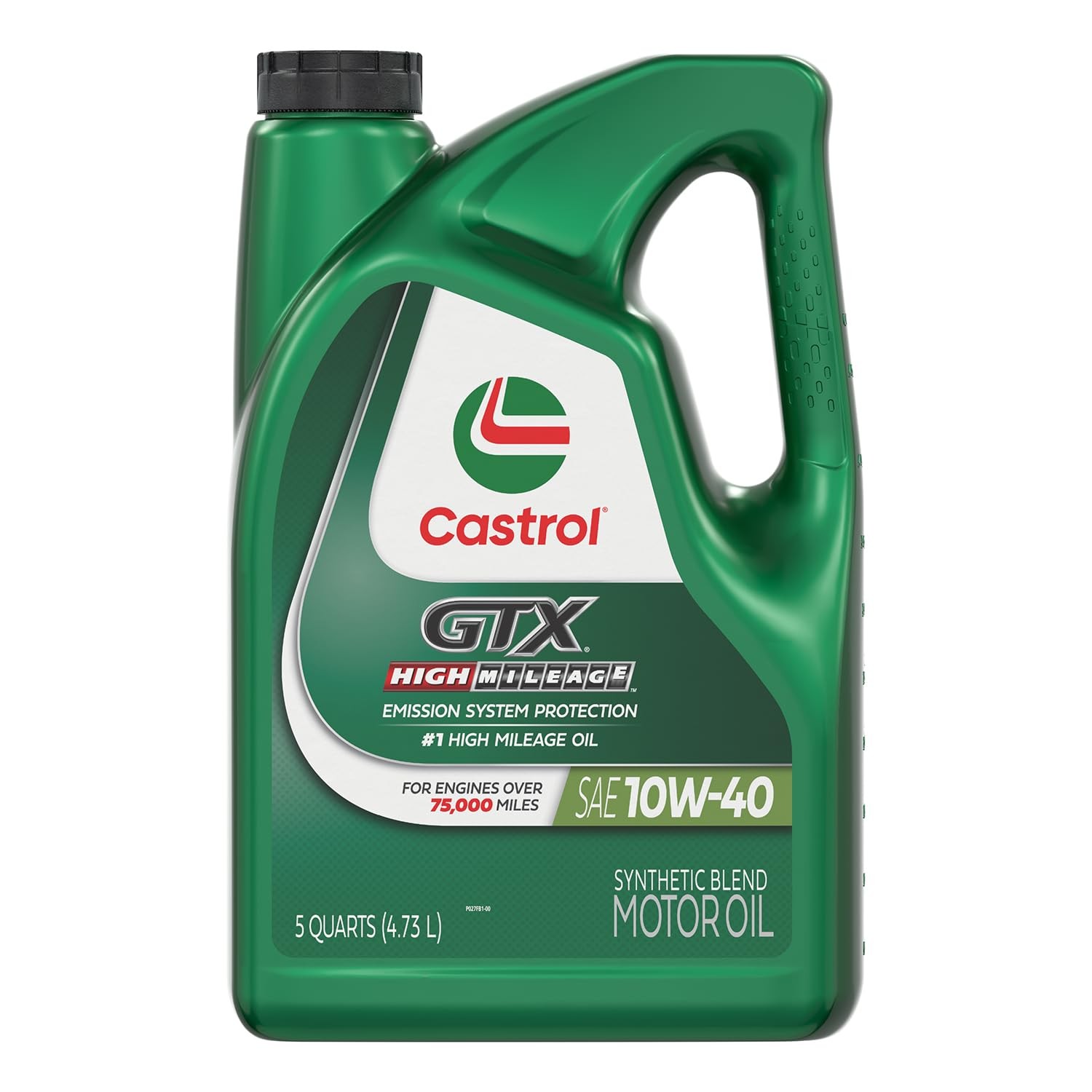 Castrol GTX High Mileage 10W-40 Synthetic Blend Motor Oil, 5 5 Quarts, Amber