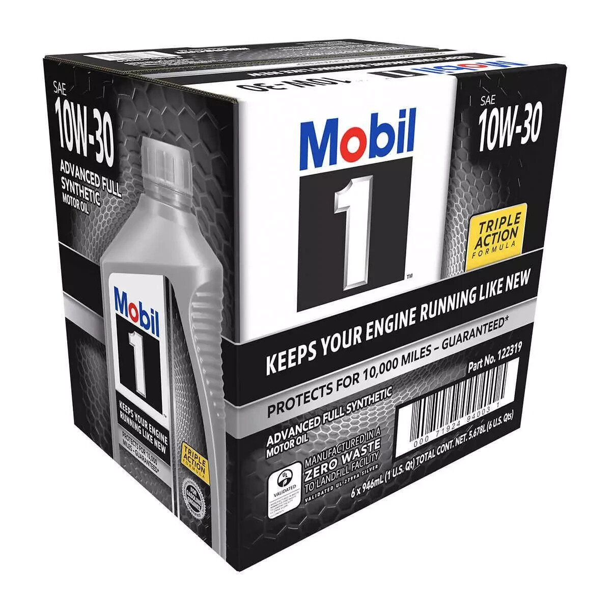 6 PACK – Mobil 1 Advanced Full Synthetic Motor Oil 10W-30, 1 Quart (Total 6 Qt)