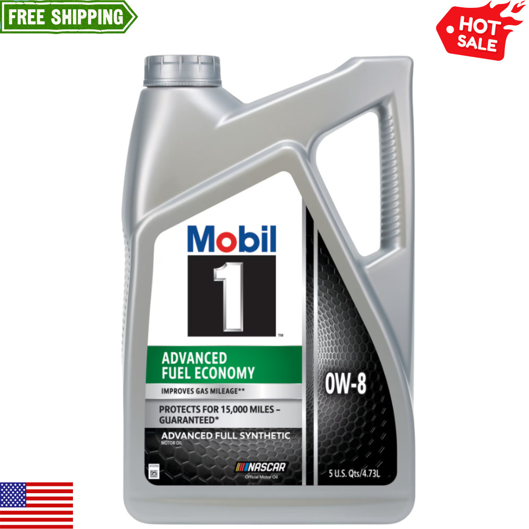 Mobil 1 Advanced Fuel Economy Full Synthetic Motor Oil 0W-8, 5 Quart