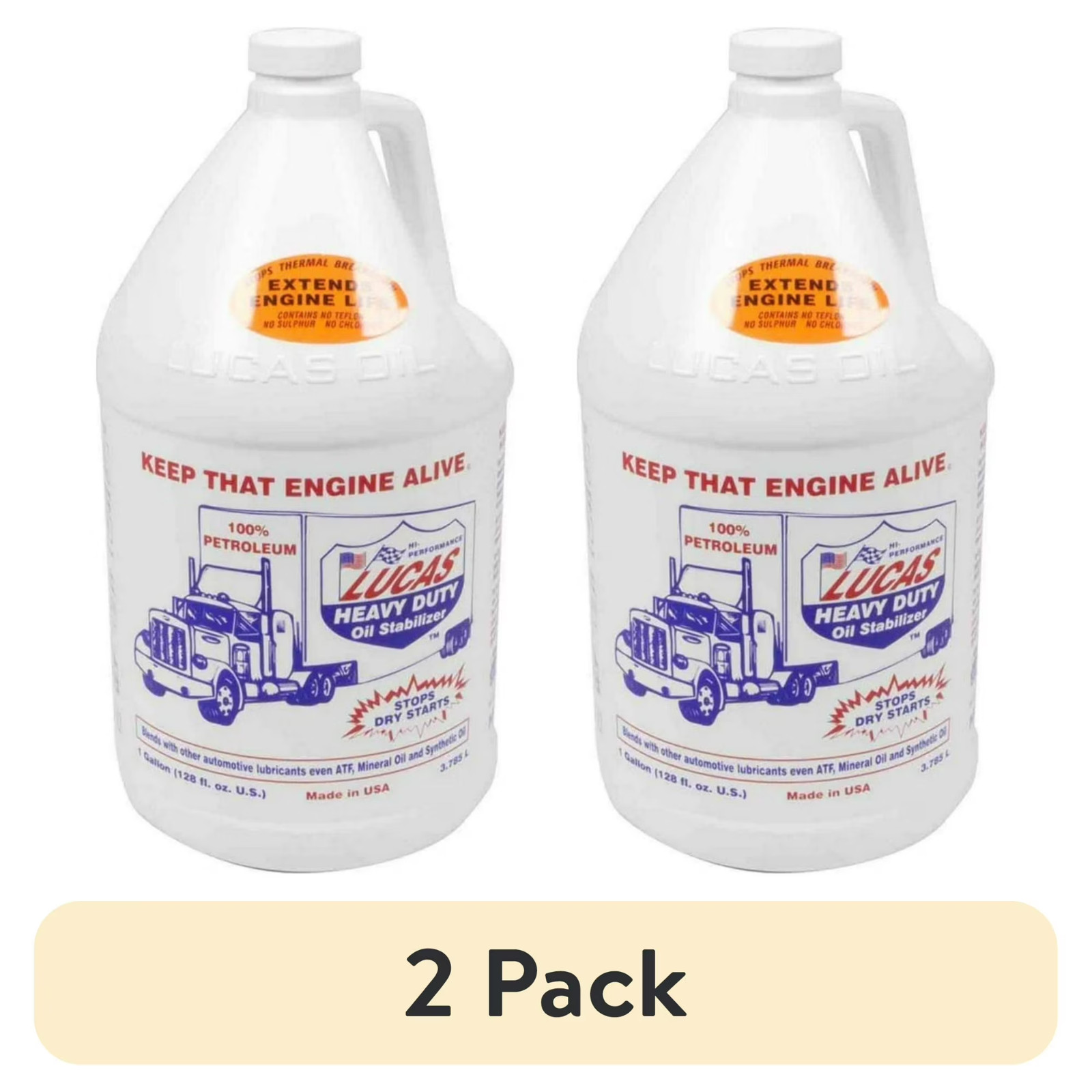 (2 pack) Lucas Oil 10002 Heavy Duty Oil Stabilizer One Gallon Automotive Additiv