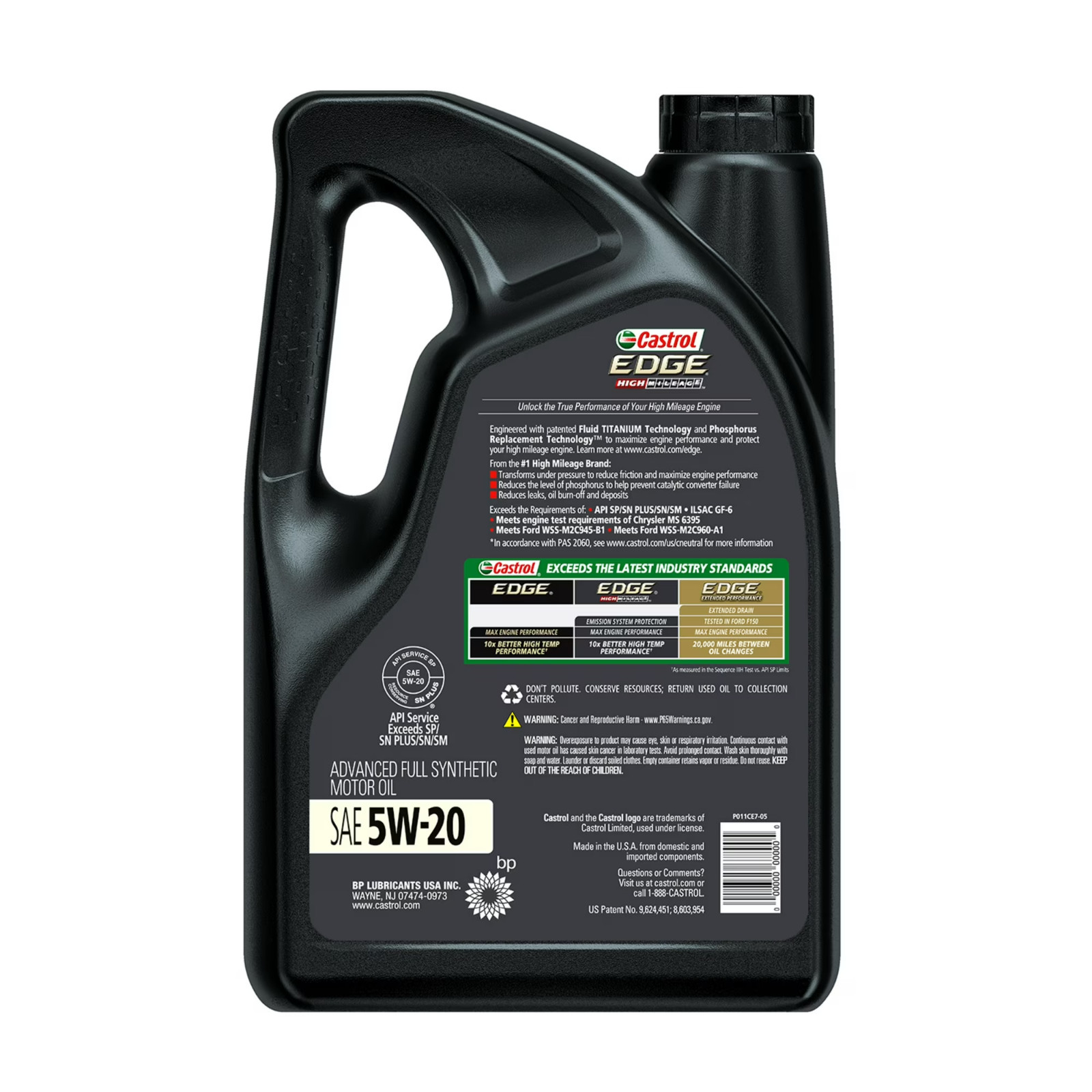 Castrol EDGE 5W-20 High Mileage Full Synthetic Motor Oil 2 Pack 5QT
