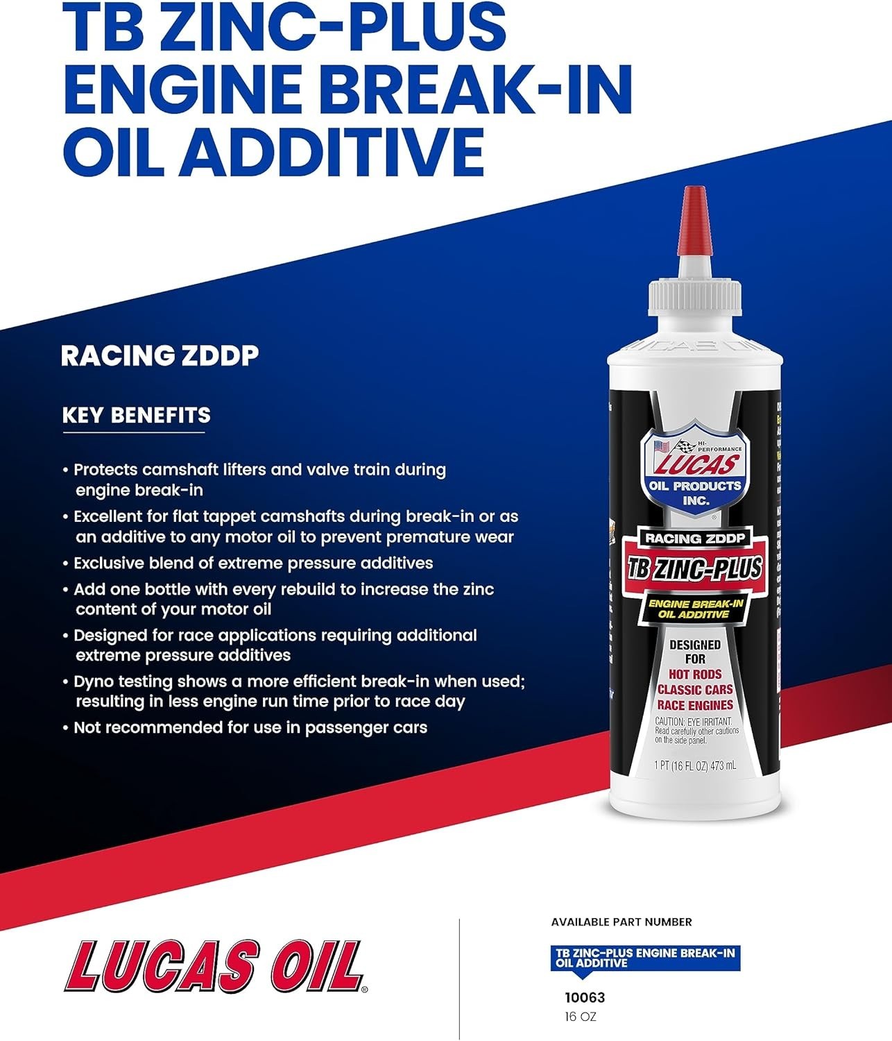Lucas Oil 10063 Engine Break-In Oil Additive – 16 Oz for Enhanced Performance