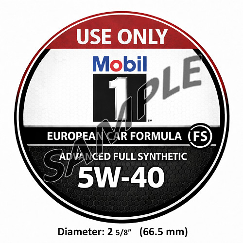 Mobil 1 FS European Car Formula 5W-40 – Engine Bay ID Labels (Set of 2)