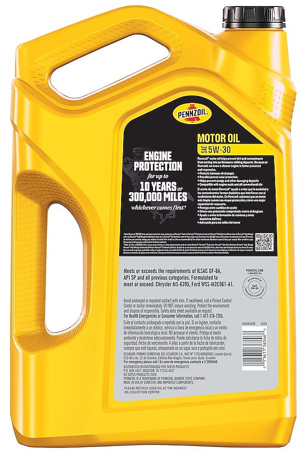 Pennzoil SAE 5W-30 Synthetic Blend Motor Oil 5 Qt. (1.25 Gal)