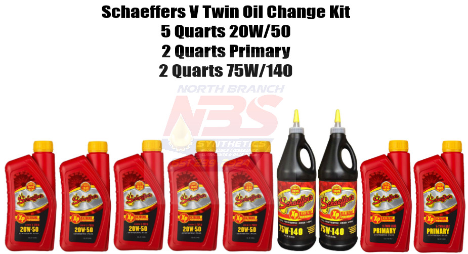 Schaeffers 20w50 V-Twin Oil Change KIT 5 Engine Oil/ 2 Primary/ 2 Transmission