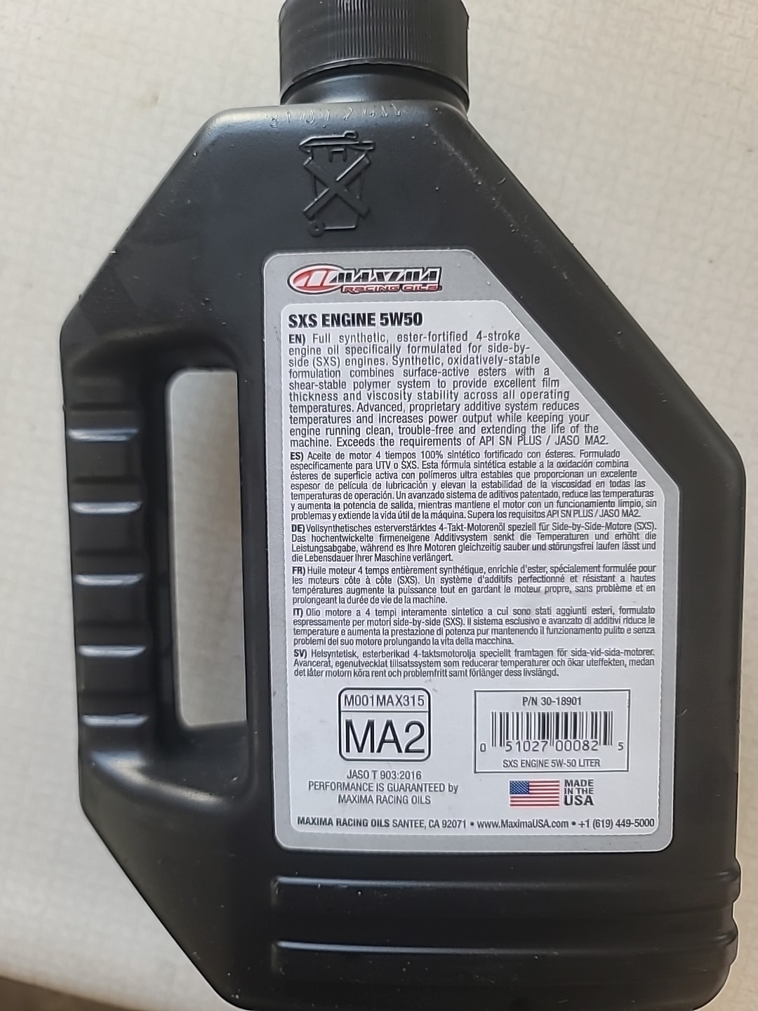 Maxima Racing Oil Sxs Engine Oil 5w-50 Full Synthetic Arctic Cat Can-am Pola