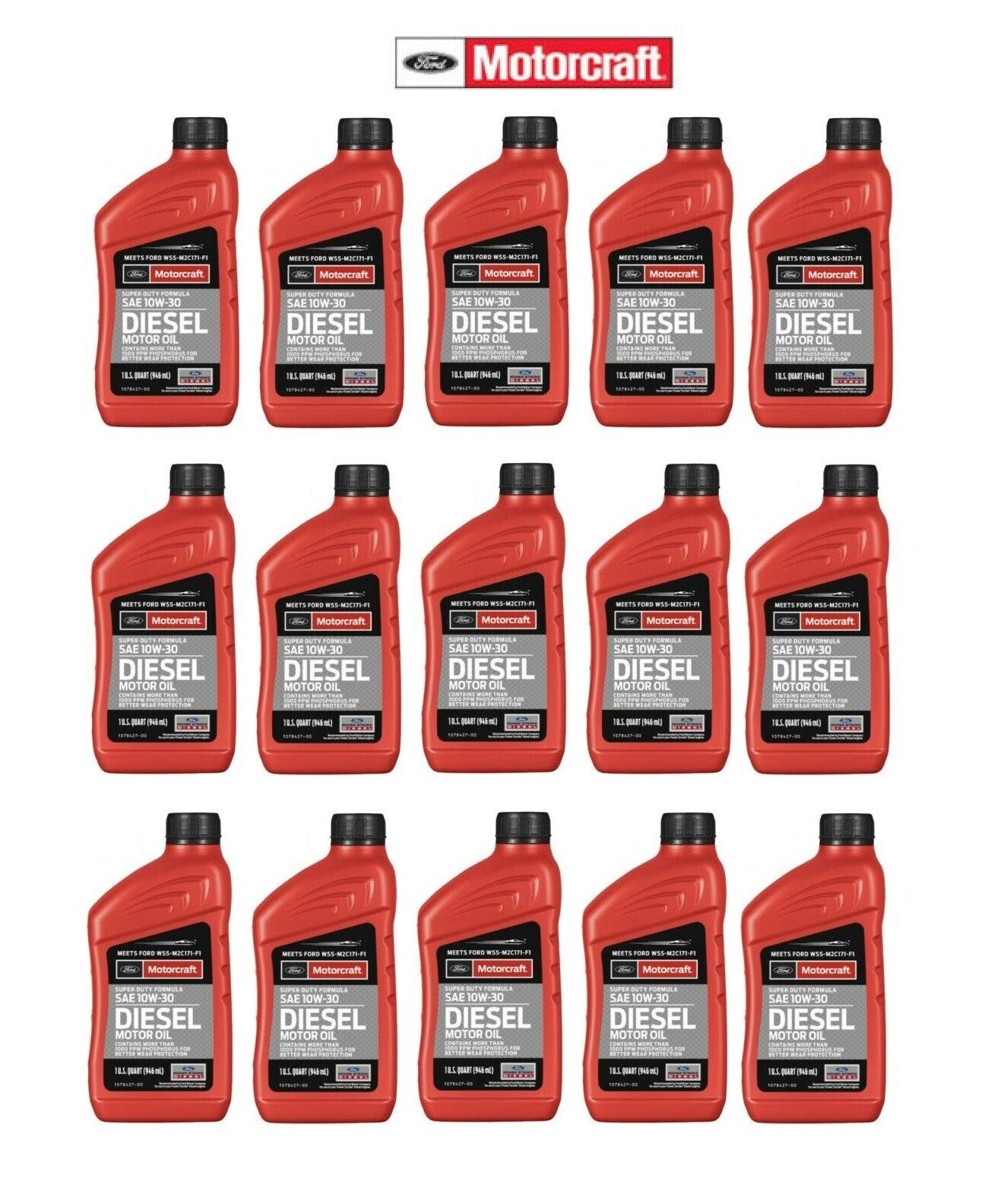 15 Quarts Genuine FORD Diesel Engine Motor Oil MOTORCRAFT Super Duty SAE 10W-30