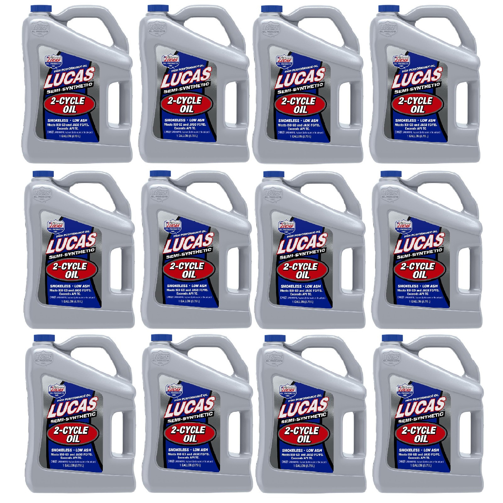 Lucas Oil Set of 12 Semi-Synthetic High Performance 2-Cycle Oil 1 Gallon Bottles