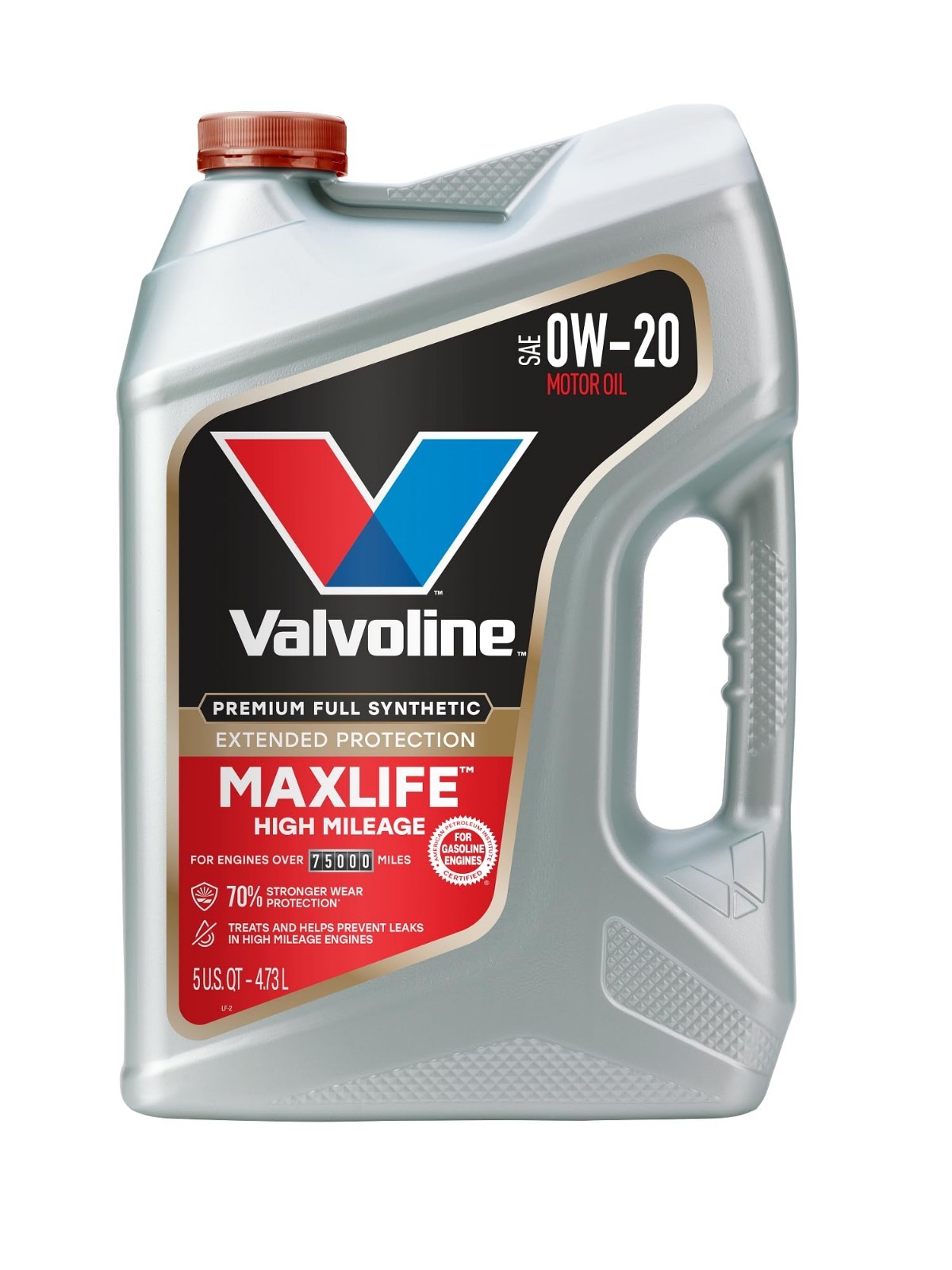 High Mileage Full Synthetic Motor Oil 0W-20, Extended Protection, 5 QT, Case of