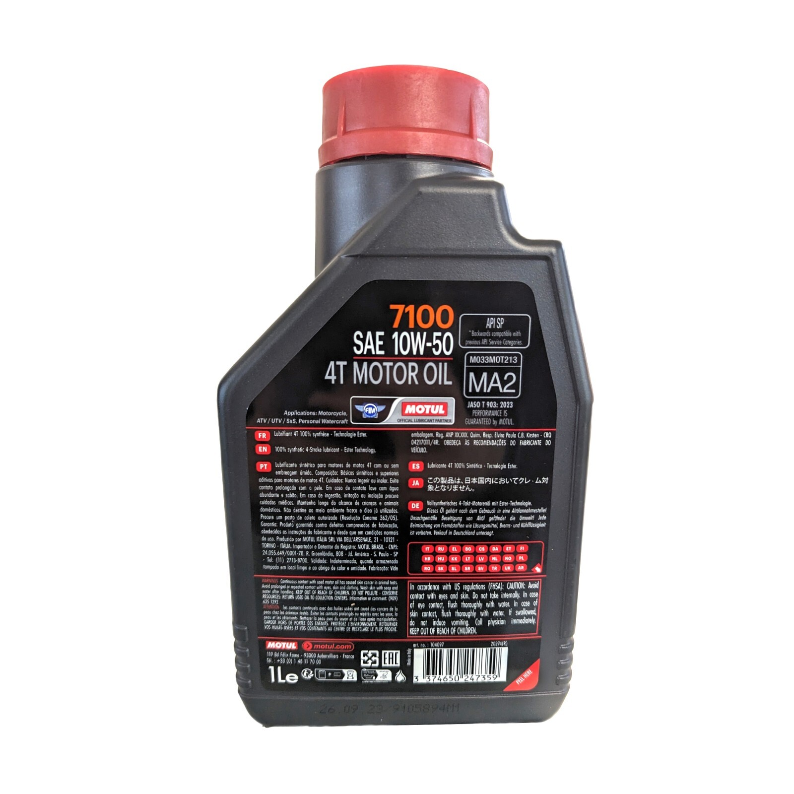 4 Stroke Motorcycle Scooter Quad Motul 7100 SAE 10w50 100 Synthetic 4 Litre Oil