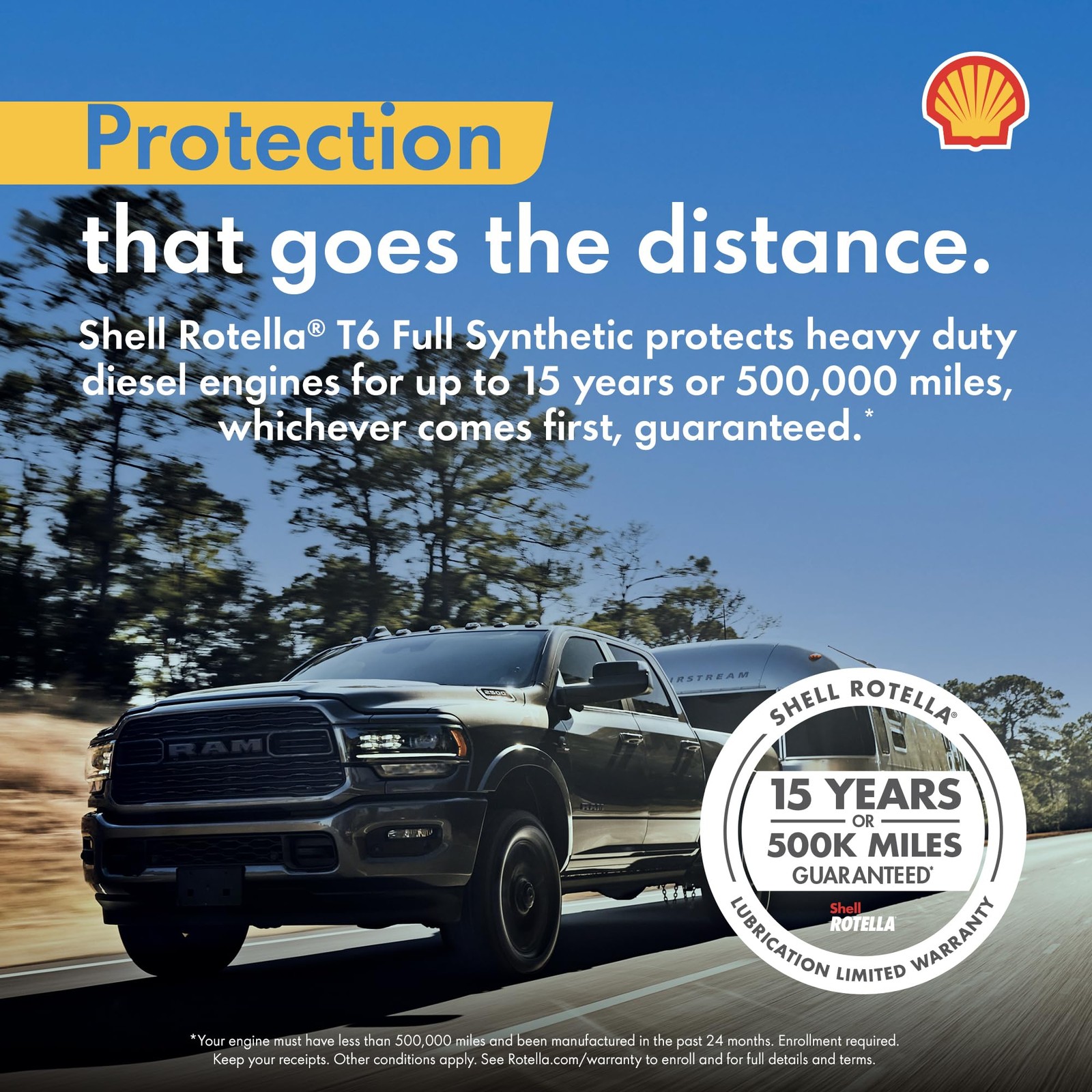 Shell Rotella T6 Full Synthetic 5W-40 Diesel Engine Oil 1 Quart 6 Pack