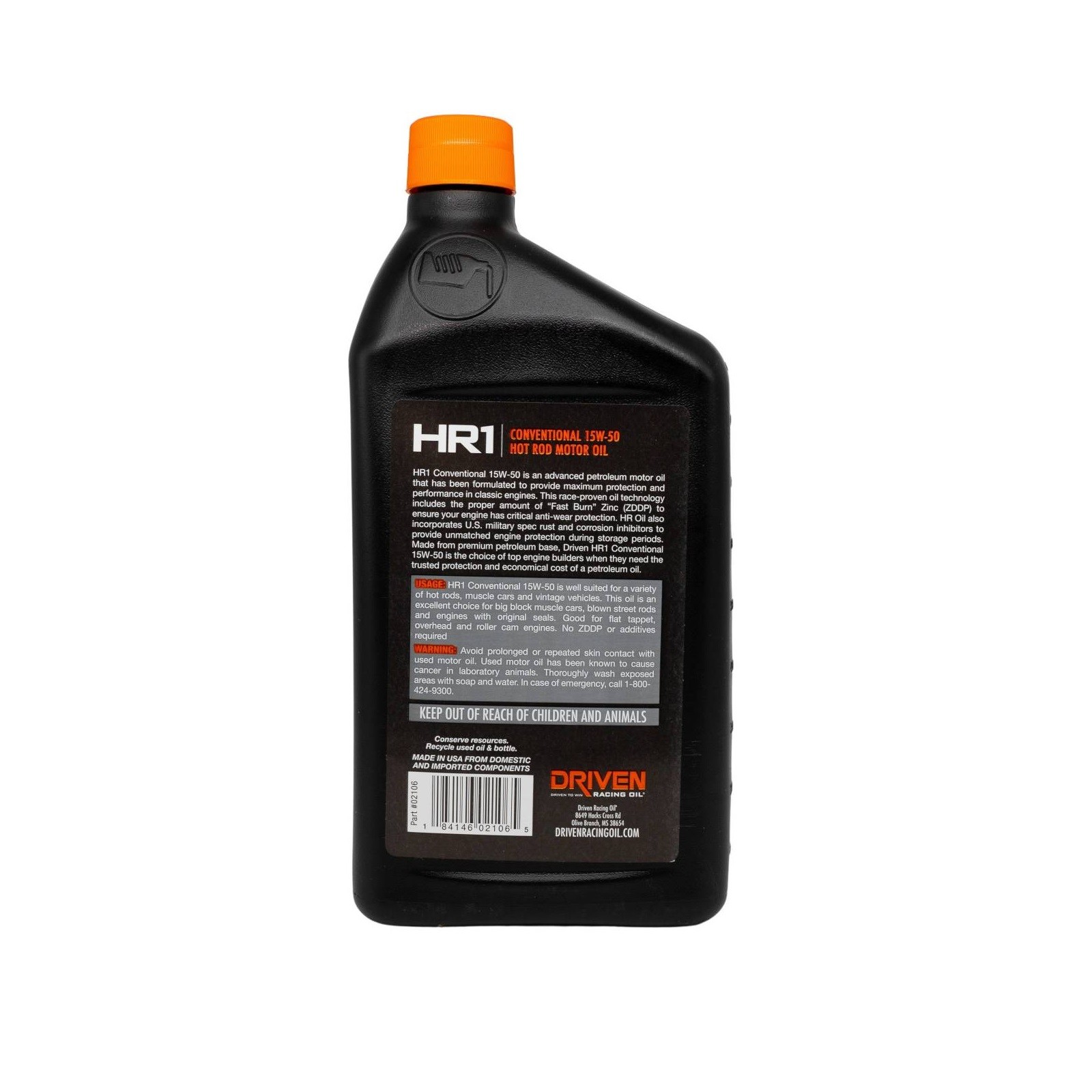 Driven Racing Oil HR1 15W-50 Conventional Hot Rod Motor Oil 1 Quart Pack of 12