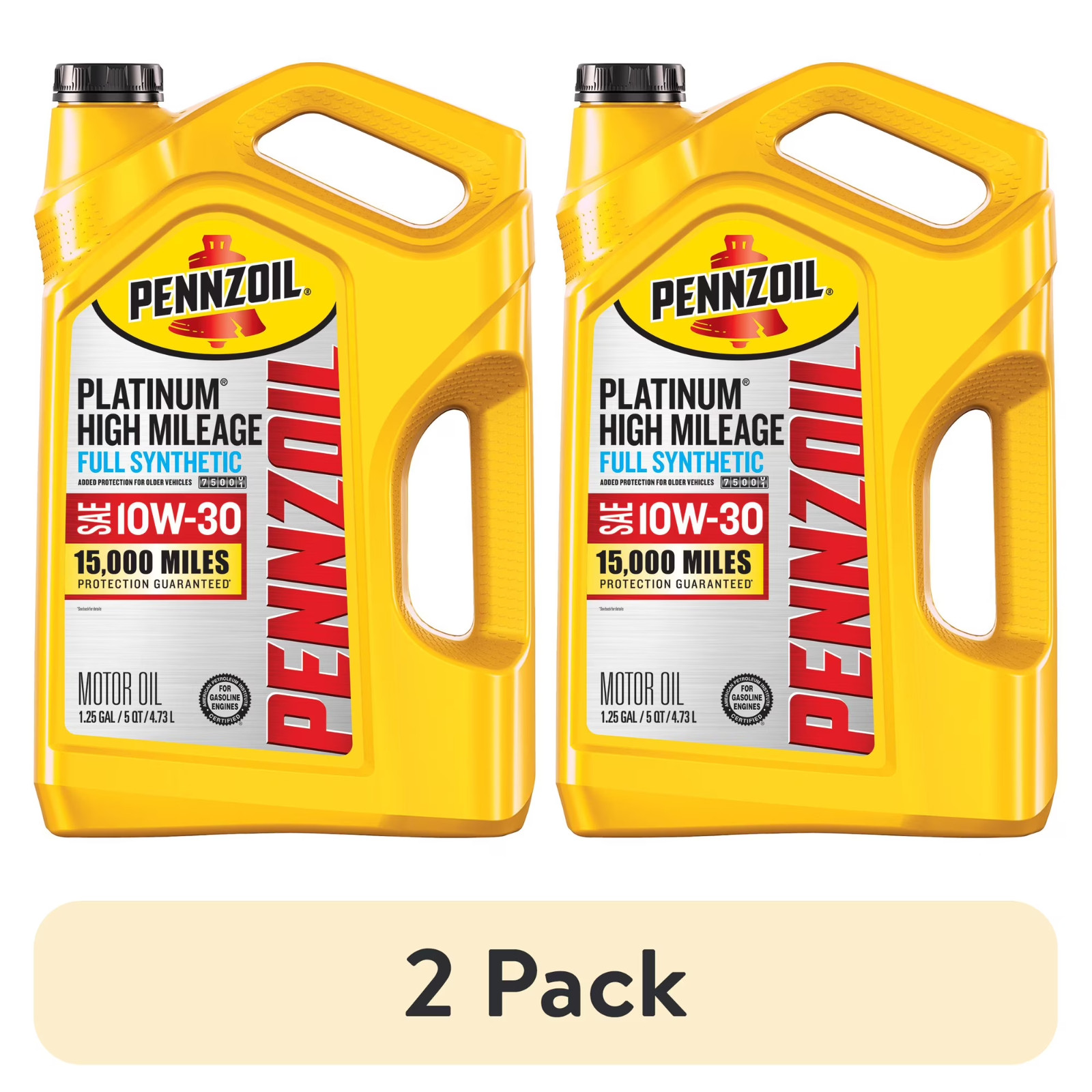 (2 pack) Pennzoil Platinum High Mileage Full Synthetic 10W-30 Motor Oil, 5 Quart