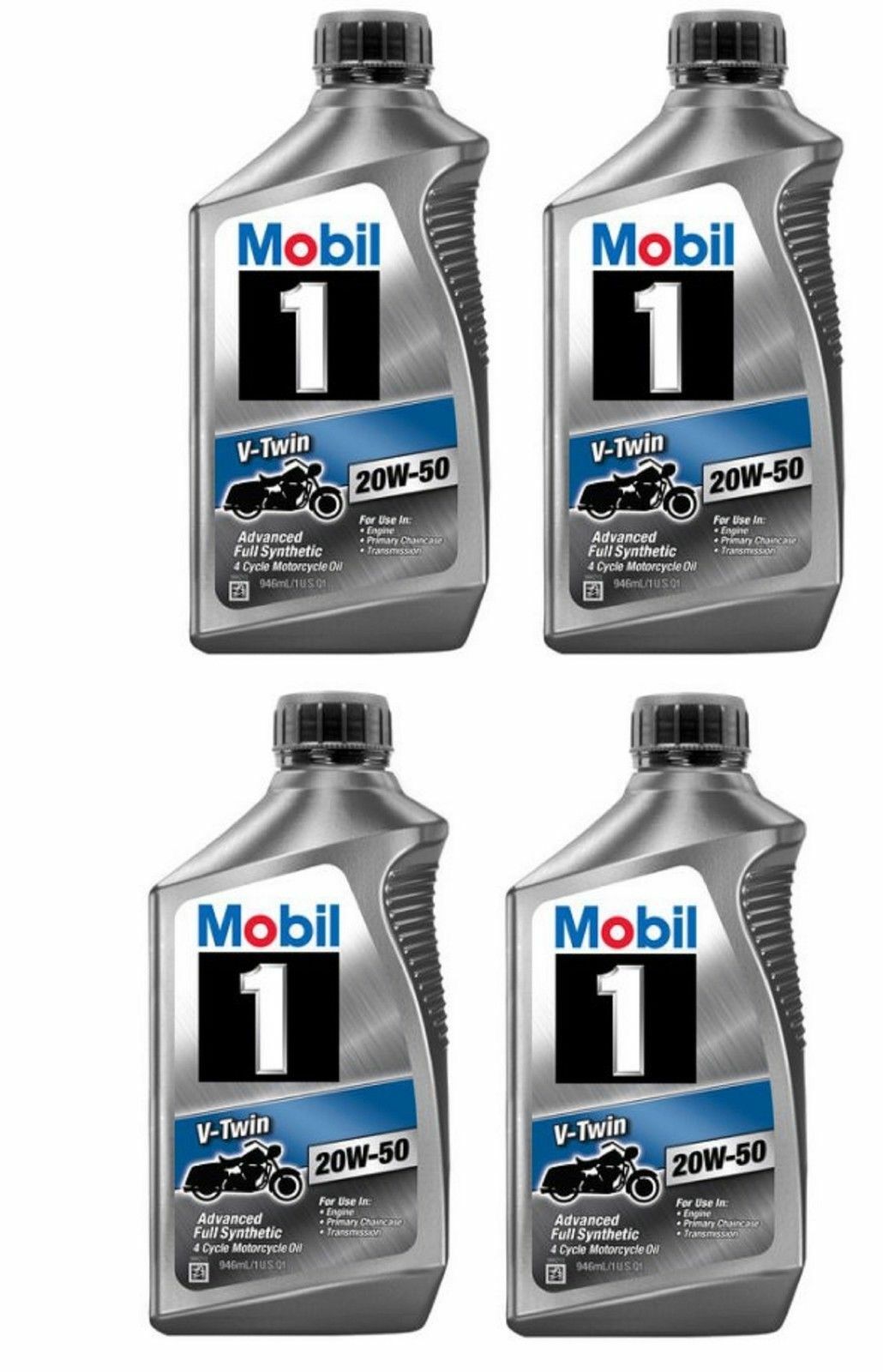 Mobil 1 V Twin 20W-50 Full Synthetic Motorcycle Oil Case of Four Quarts