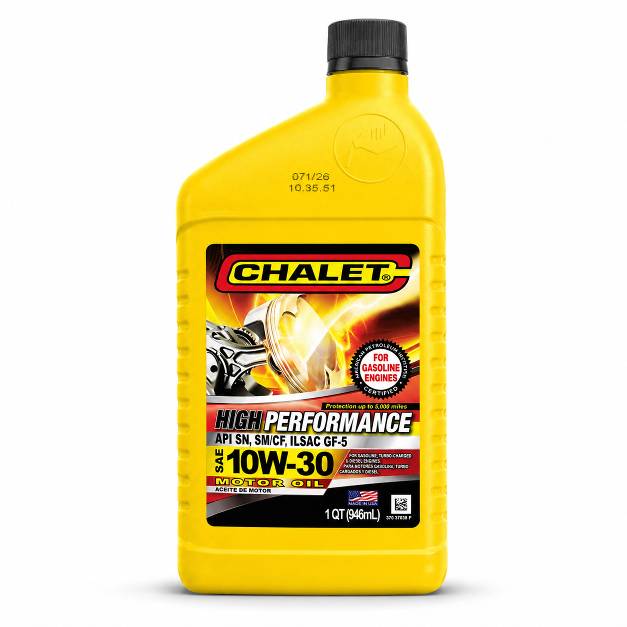 Chalet High Performance Motor Oil SAE 10W-30 1 QT x 2 Bottles API SN